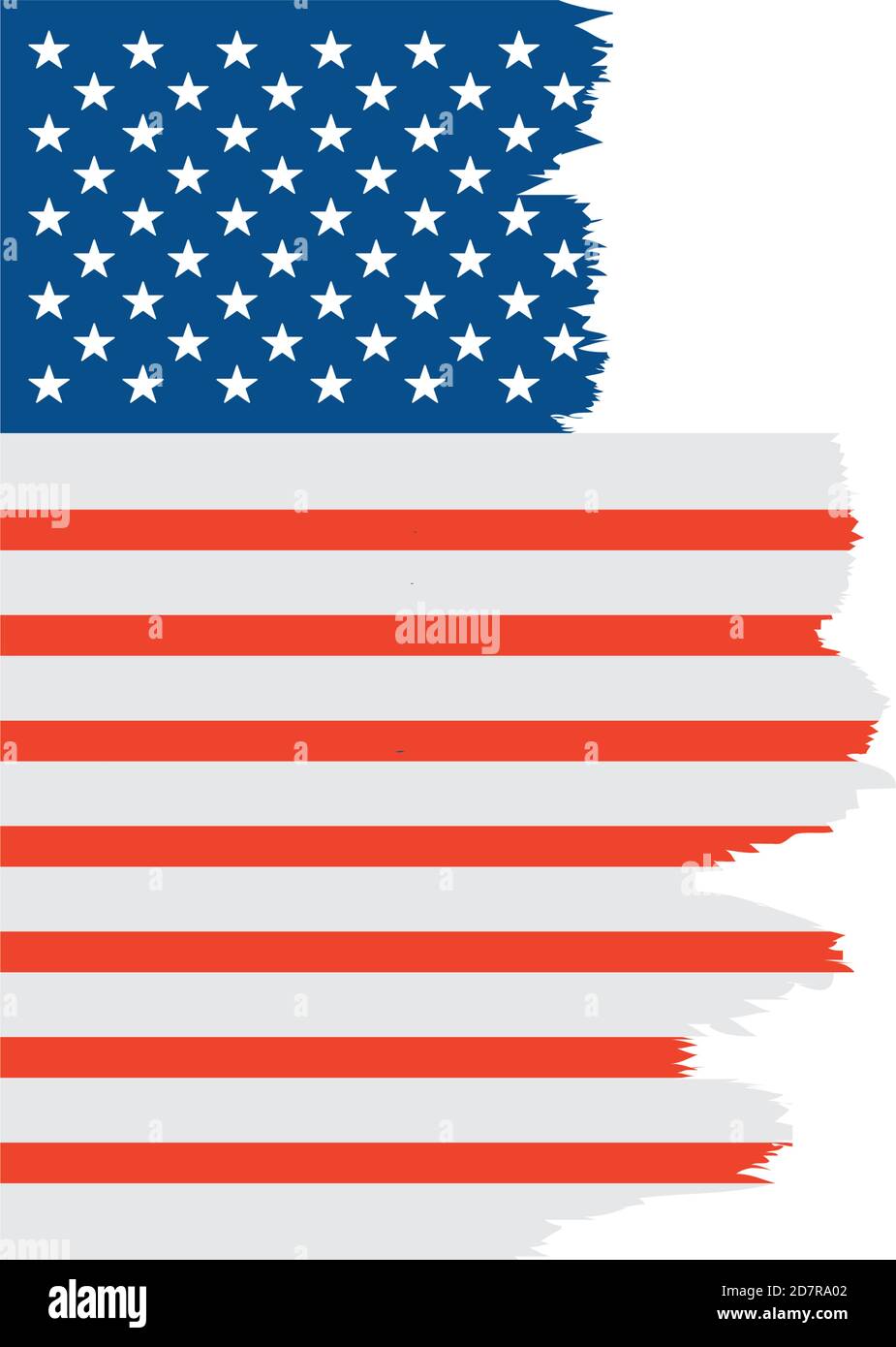 American Flag Made In A Brush Stroke Over White Background Colorful