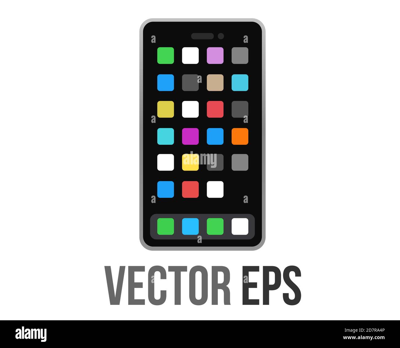 The isolated vector mobile phone icon with rightward arrow pointed at it from left, intended incoming call or message Stock Vector