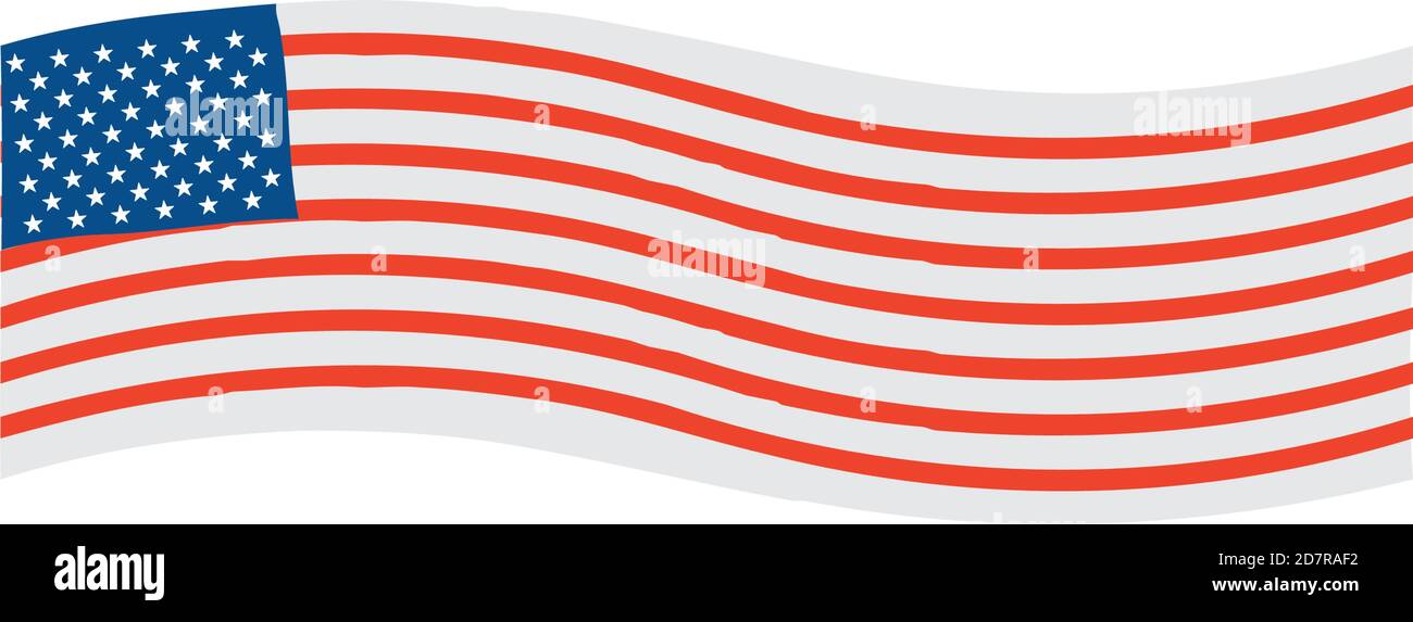 long USA flag icon over white background, colorful design, vector