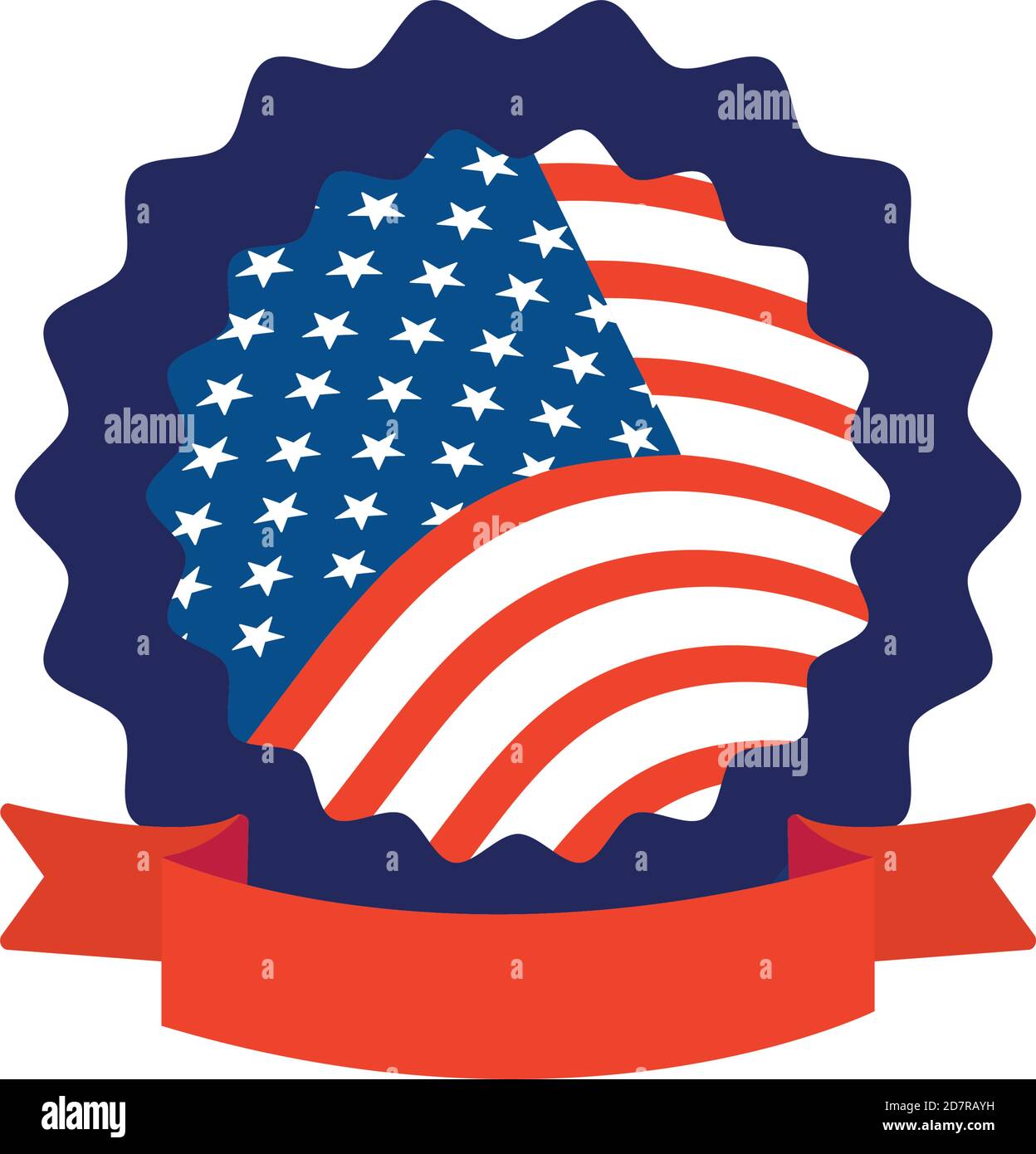 seal with usa flag design with decorative ribbon over white background ...