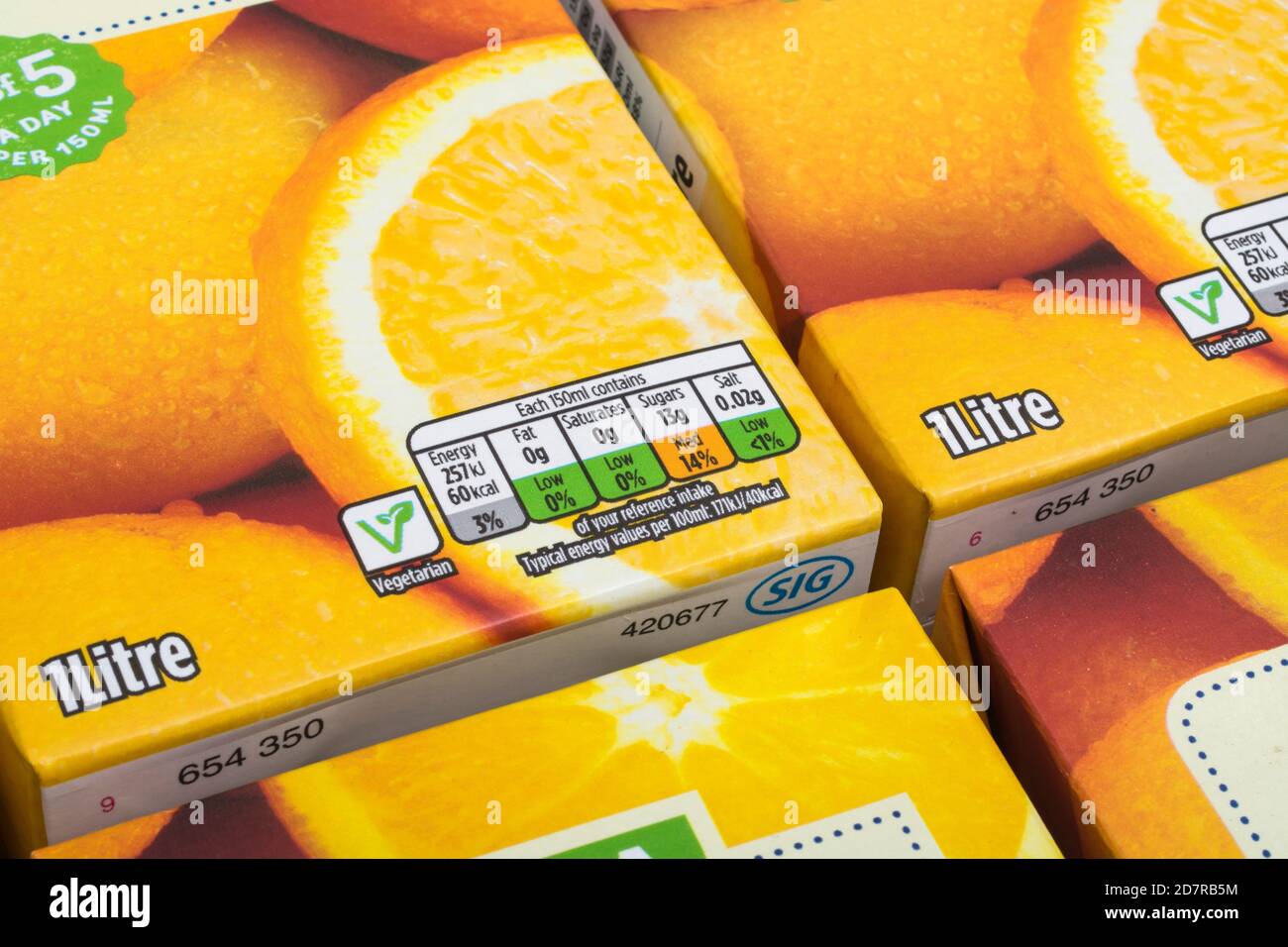 ASDA orange juice nutrition labelling showing sugar / carbohydrate