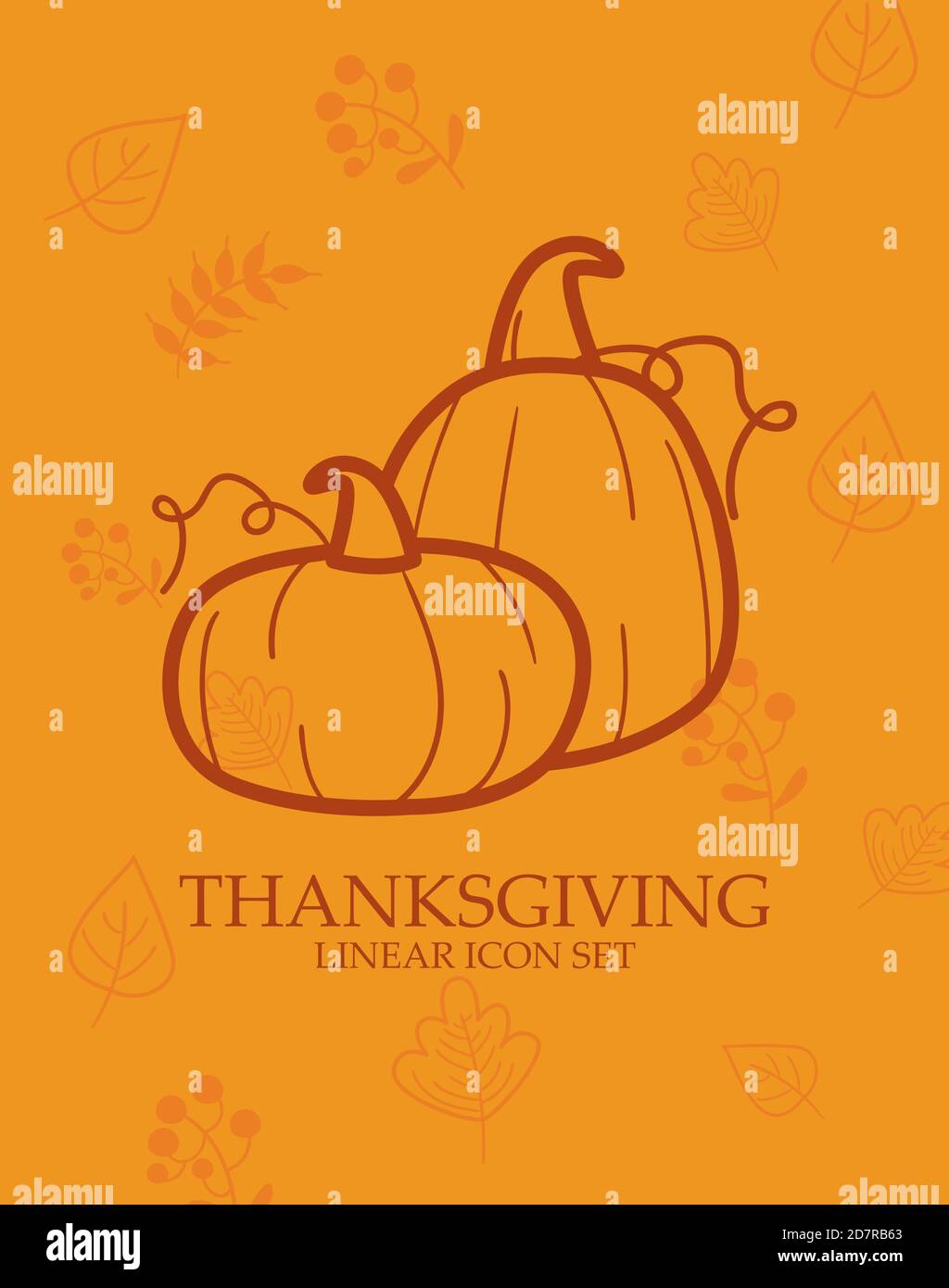 happy thanksgiving day pumpkins line style icon design, Autumn season ...