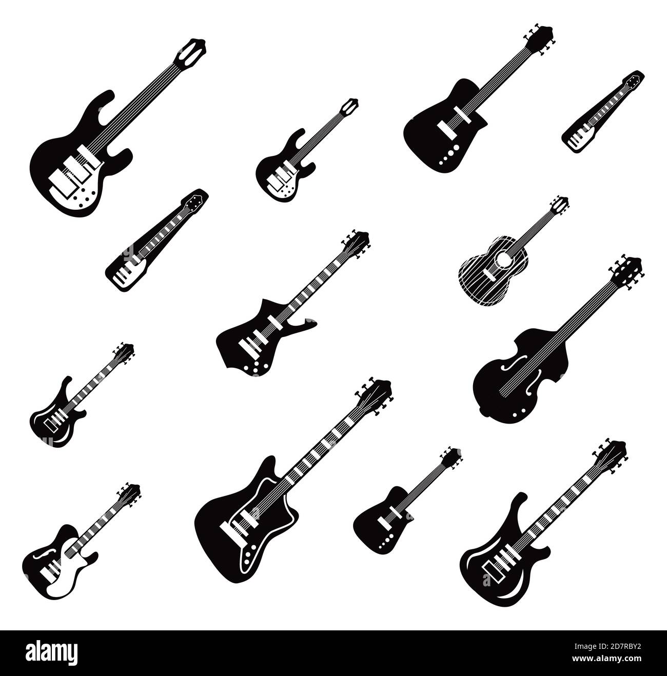 guitars instruments background black and white style icon set design ...