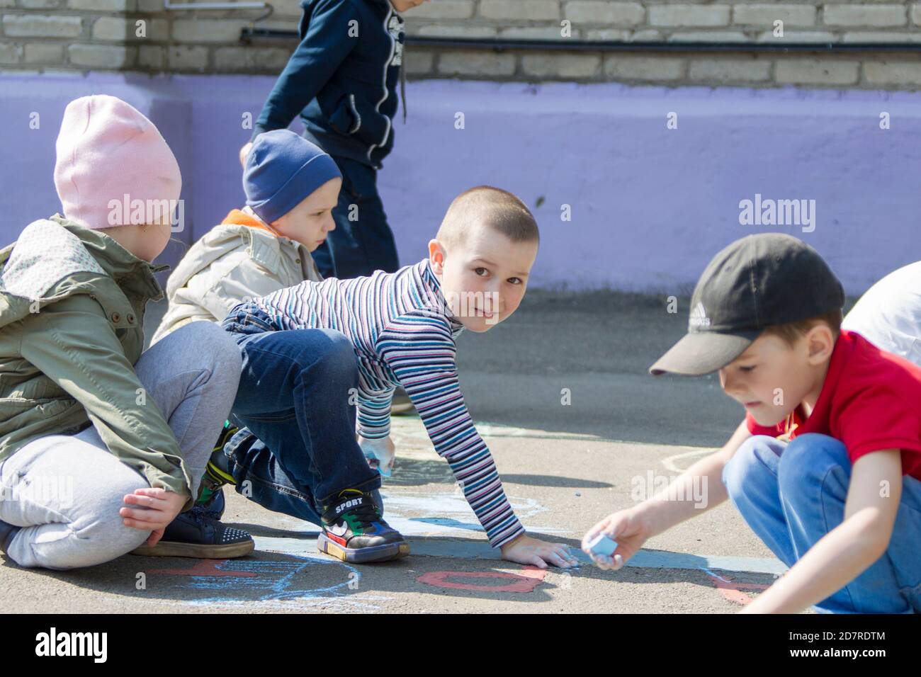 May 30, 2019 Belarus, Gomil. Kindergarten open day.Children from ...
