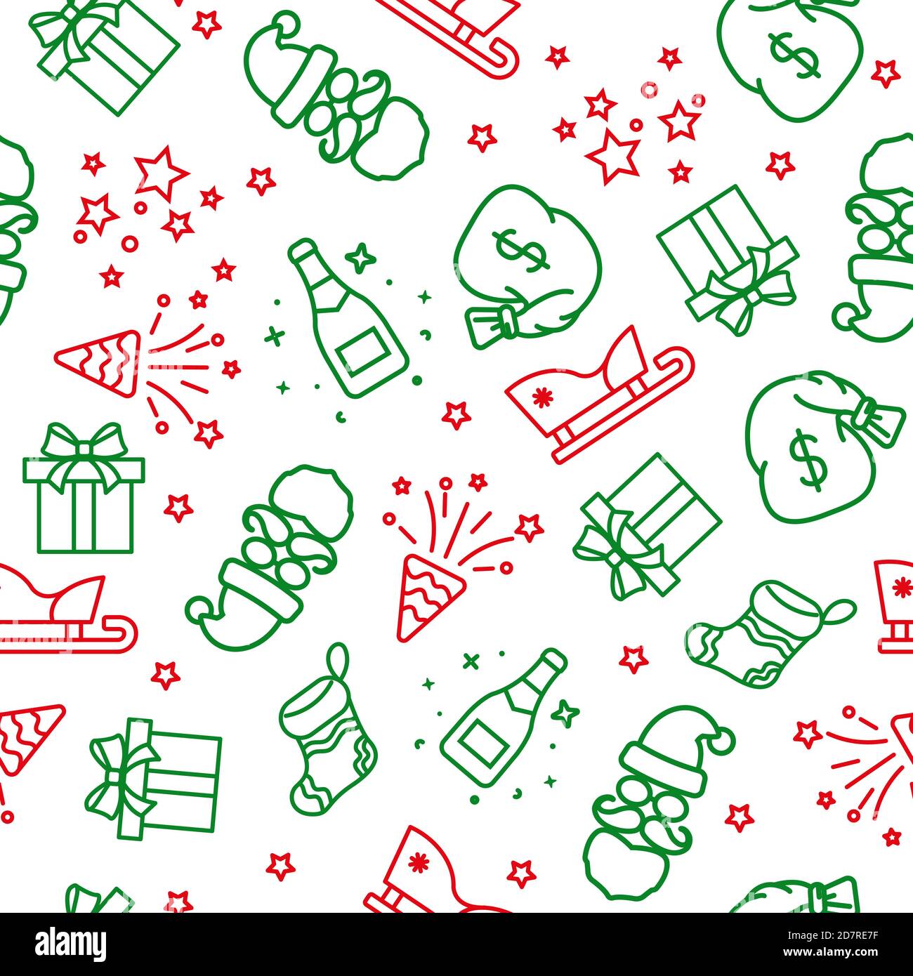 red and green light Christmas seamless pattern Stock Vector