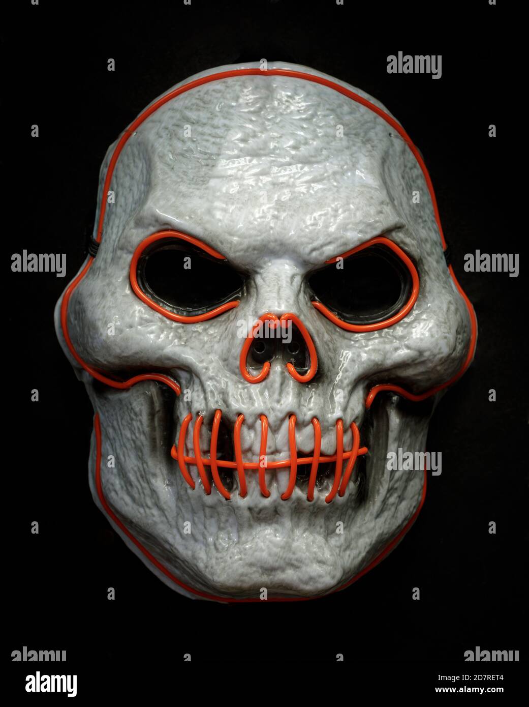 Doom El Wire Light Up Skeleton Face Mask Isolated Against Black Background Stock Photo