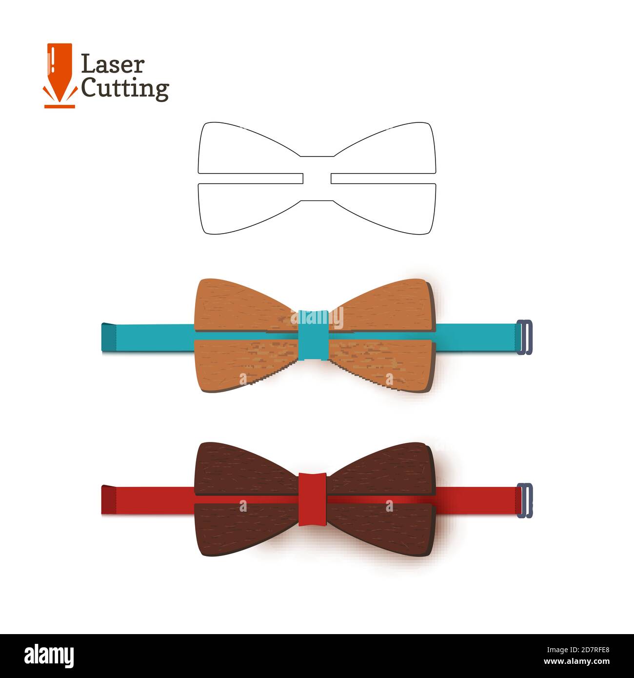 Laser cut bow-tie template. Vector silhouette for cutting a bow tie on a lathe made of wood, metal, plastic. The idea of design of a stylish accessory Stock Vector