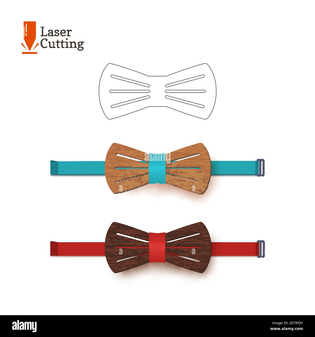 Laser cut bow-tie template for DIY. Vector silhouette for cutting a bow tie on a cnc, lathe made of wood, metal, plastic. The idea of design of a Stock Vector