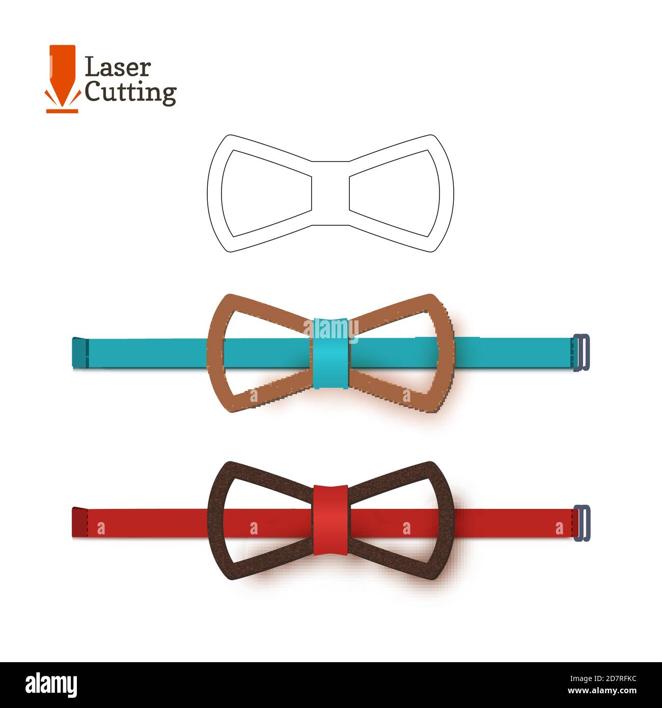 Laser cut bow-tie template for DIY. Vector silhouette for cutting a bow tie on a cnc, lathe made of wood, metal, plastic. The idea of design of a Stock Vector