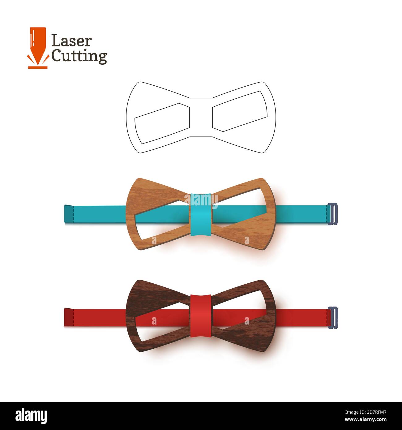 Laser cut bow-tie template for DIY. Vector silhouette for cutting a bow tie on a cnc, lathe made of wood, metal, plastic. The idea of design of a Stock Vector