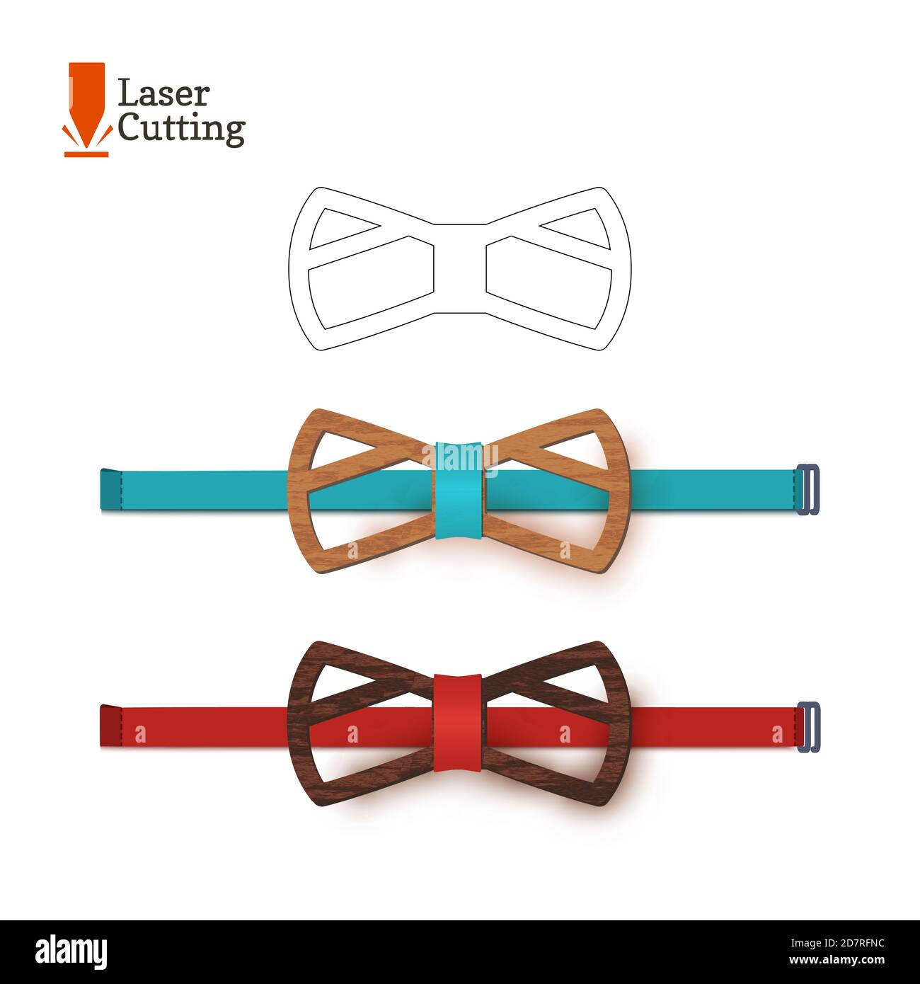 Laser cut bow-tie template for DIY. Vector silhouette with cute cat ...