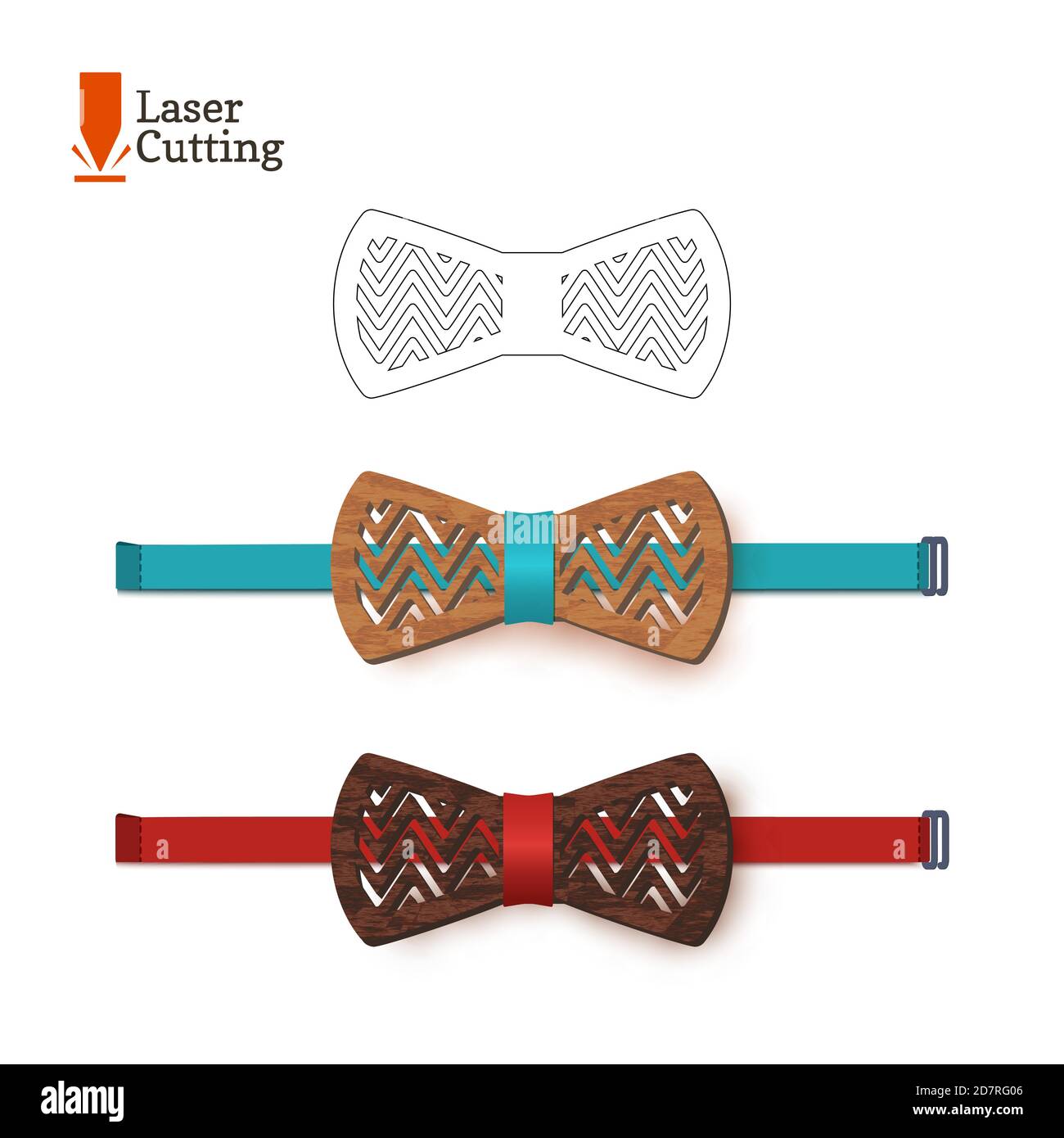 Laser cut bow-tie template. Vector silhouette for cutting a bow tie on a lathe made of wood, metal, plastic. The idea of design of a stylish accessory Stock Vector