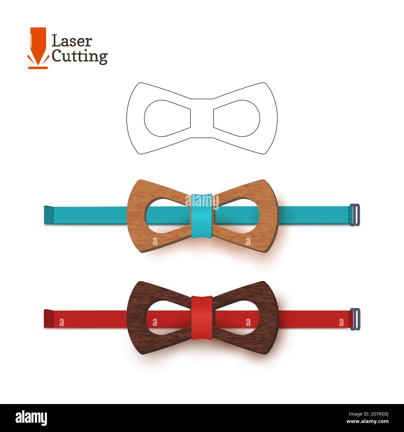 Laser cut bow-tie template. Vector silhouette for cutting a bow tie on a lathe made of wood, metal, plastic. The idea of design of a stylish accessory Stock Vector
