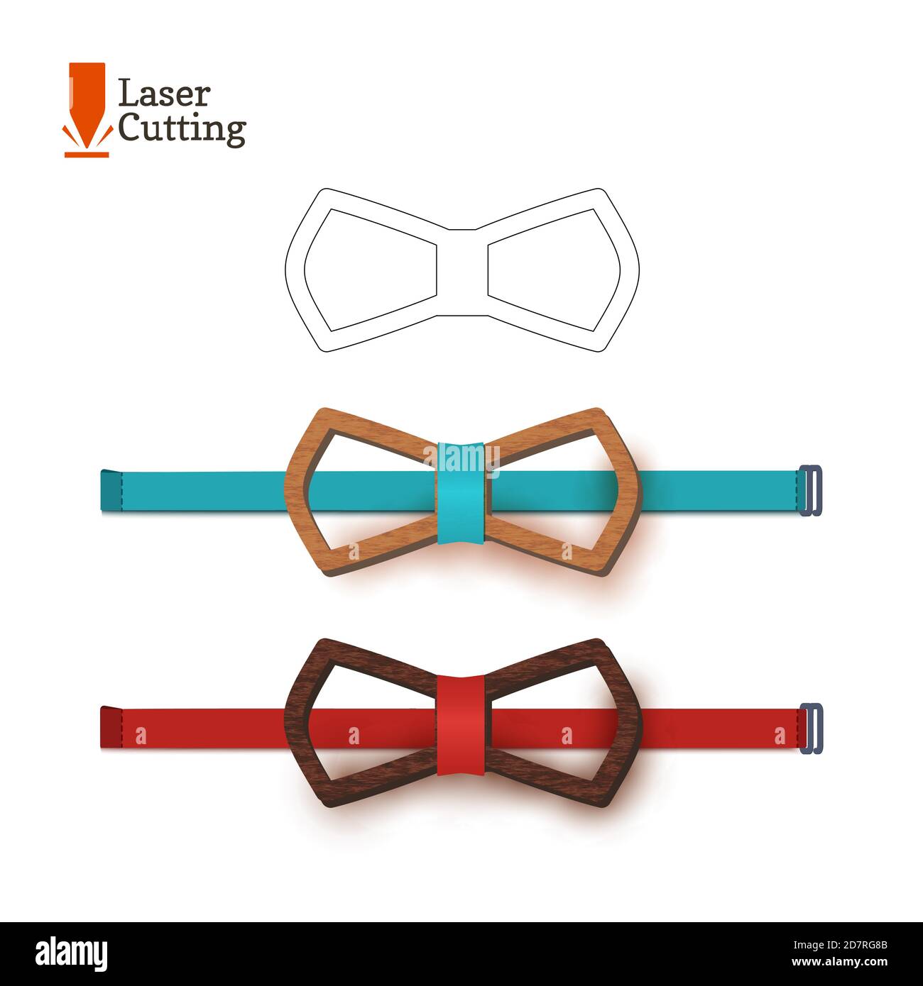 Laser cut bow-tie template. Vector silhouette for cutting a bow tie on a lathe made of wood, metal, plastic. The idea of design of a stylish accessory Stock Vector