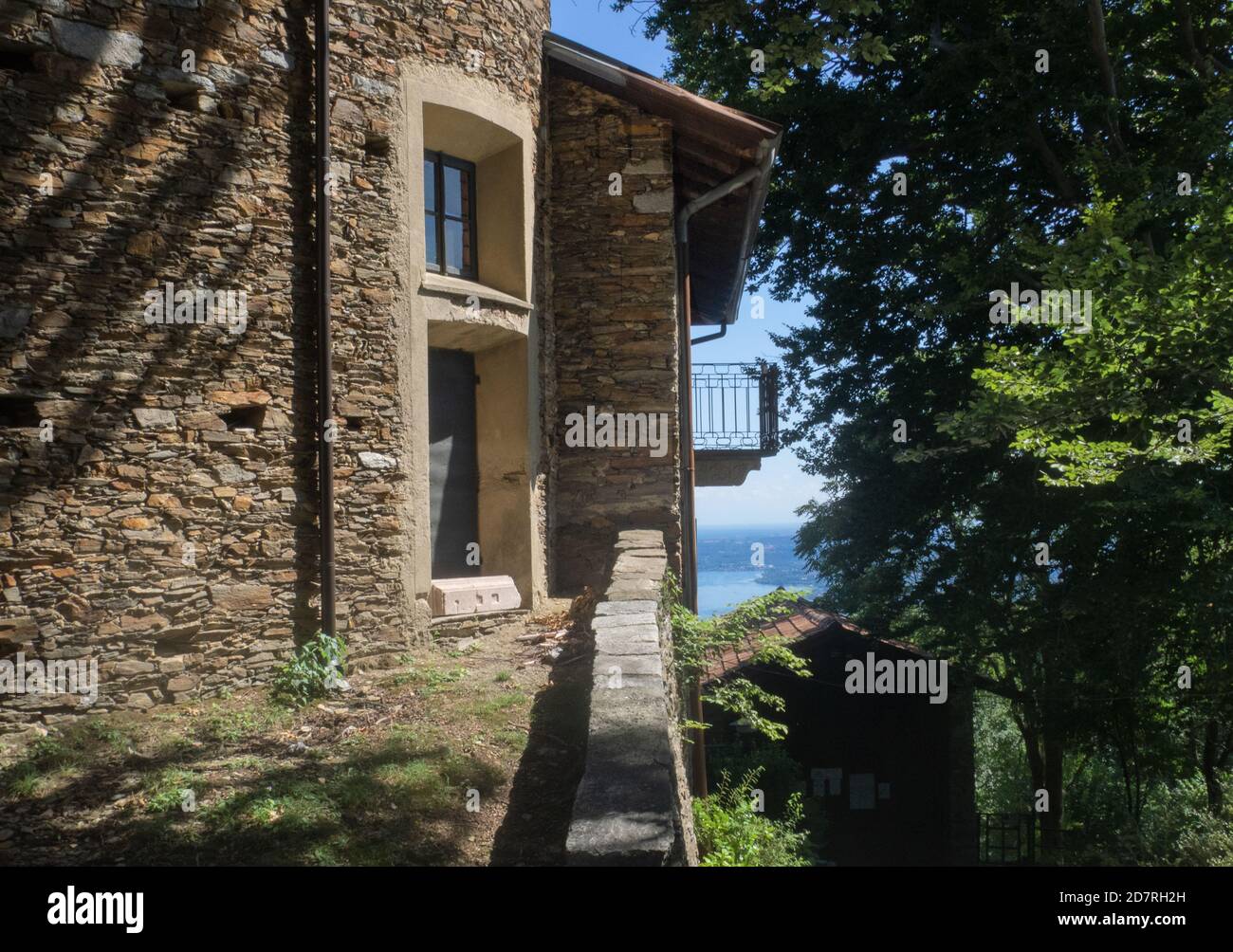 rural stone house with panoramic views of Lake Maggiore.Piedmont, Italy ...