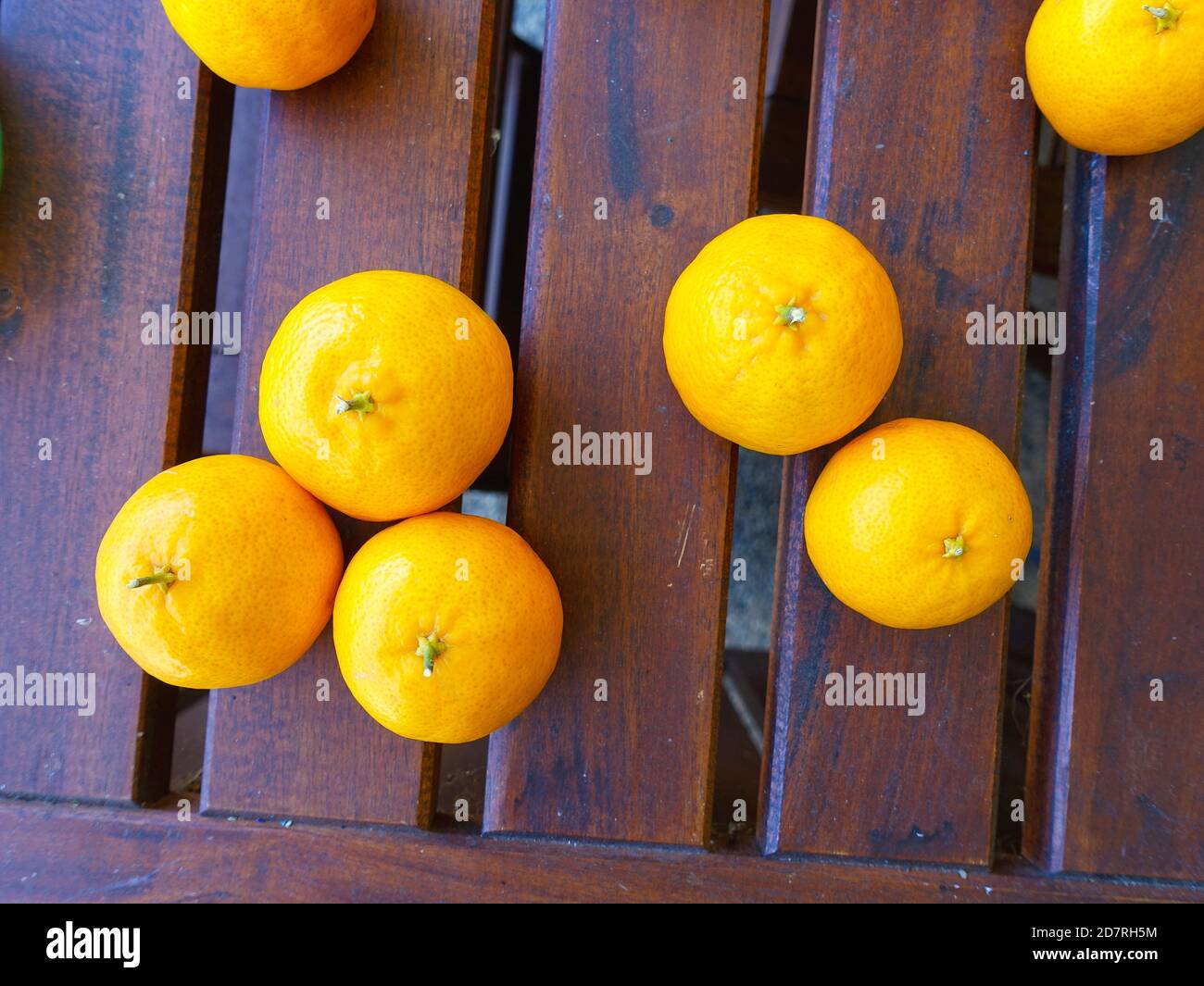 A grouping of home grown organic mandarins Stock Photo