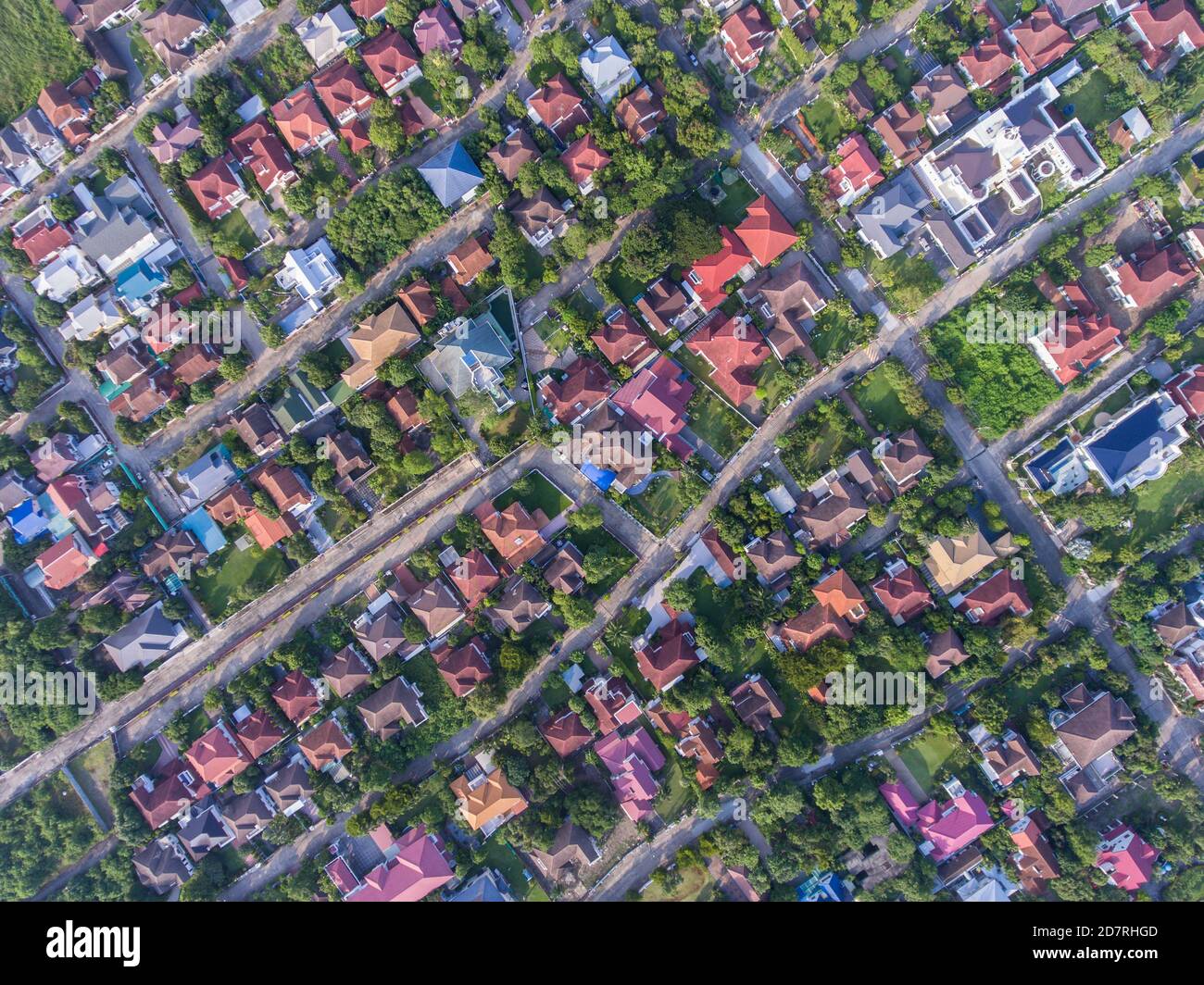 Residential area aerial view. Real estate, land and property industry