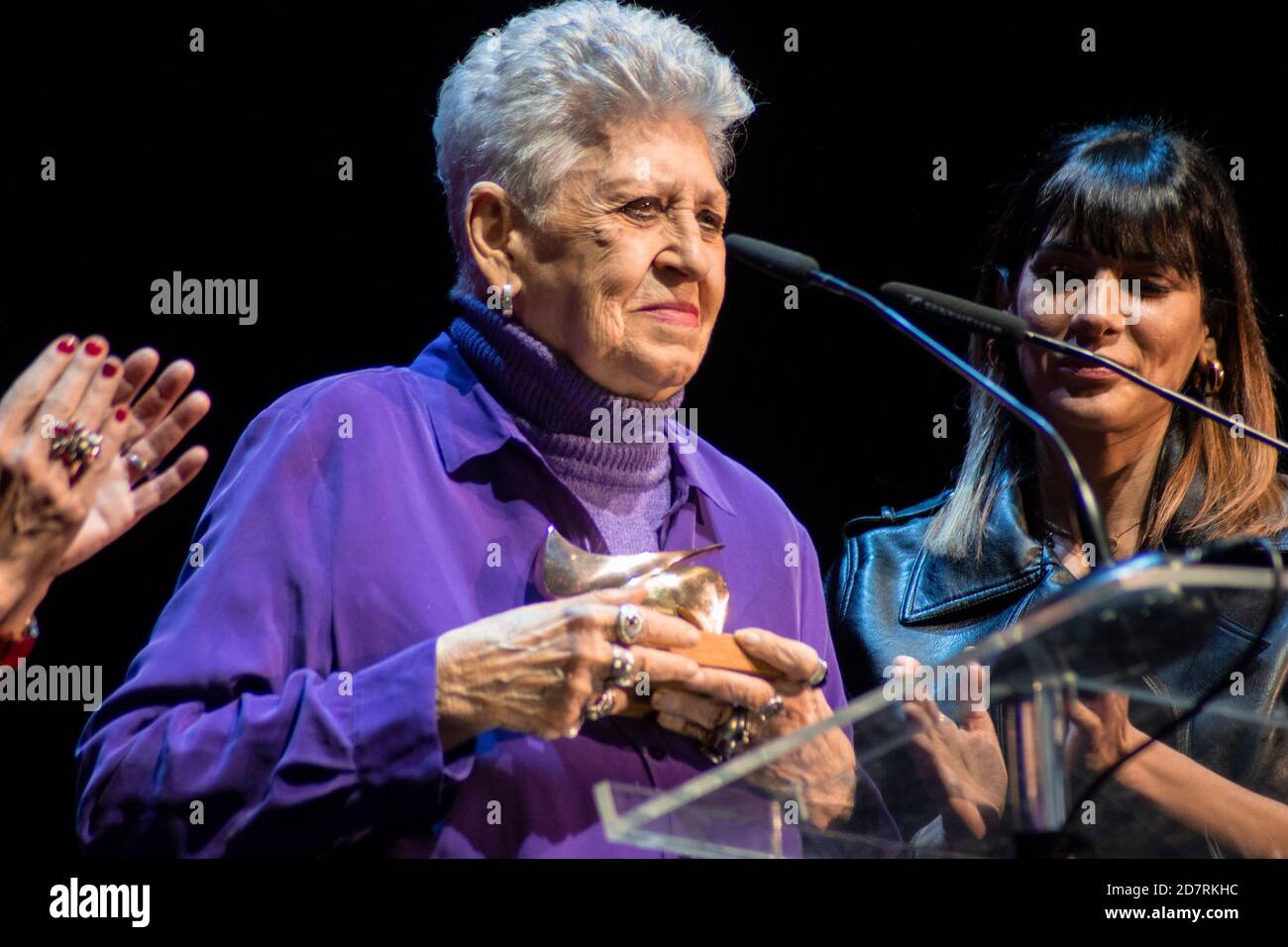 Pilar Bardem receives her award from 'Union de Actores' Awards 2020 at Teatro Circo Price in Madrid, Spain.March 09, 2020. (Oscar Gil / Alfa Images) Stock Photo