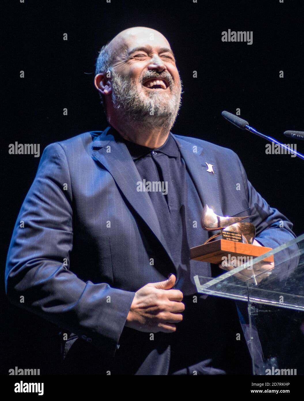 Javier Camara receives his award from 'Union de Actores' Awards 2020 at Teatro Circo Price in Madrid, Spain.March 09, 2020. (Oscar Gil / Alfa Images) Stock Photo