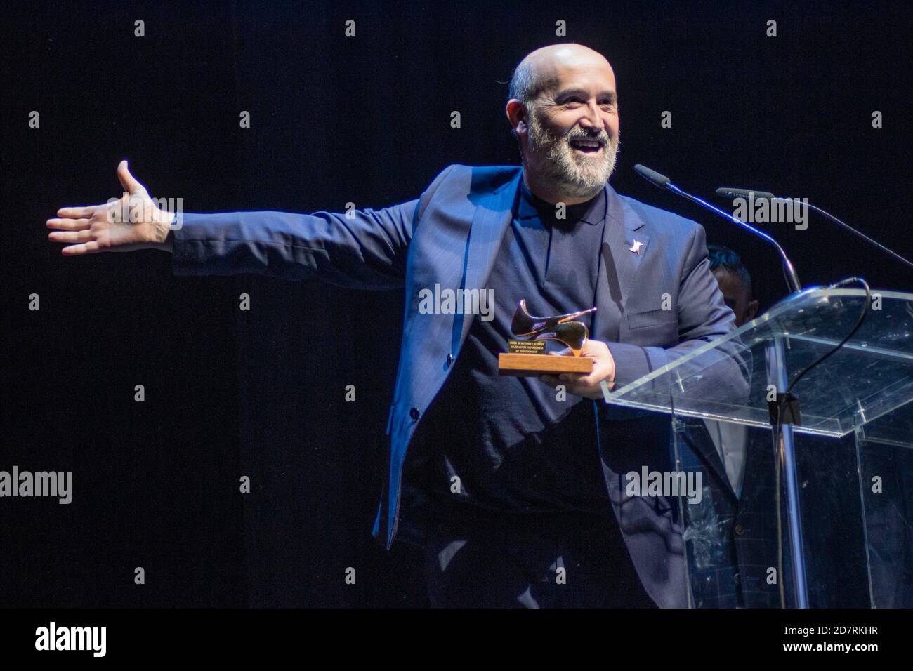 Javier Camara receives his award from 'Union de Actores' Awards 2020 at Teatro Circo Price in Madrid, Spain.March 09, 2020. (Oscar Gil / Alfa Images) Stock Photo