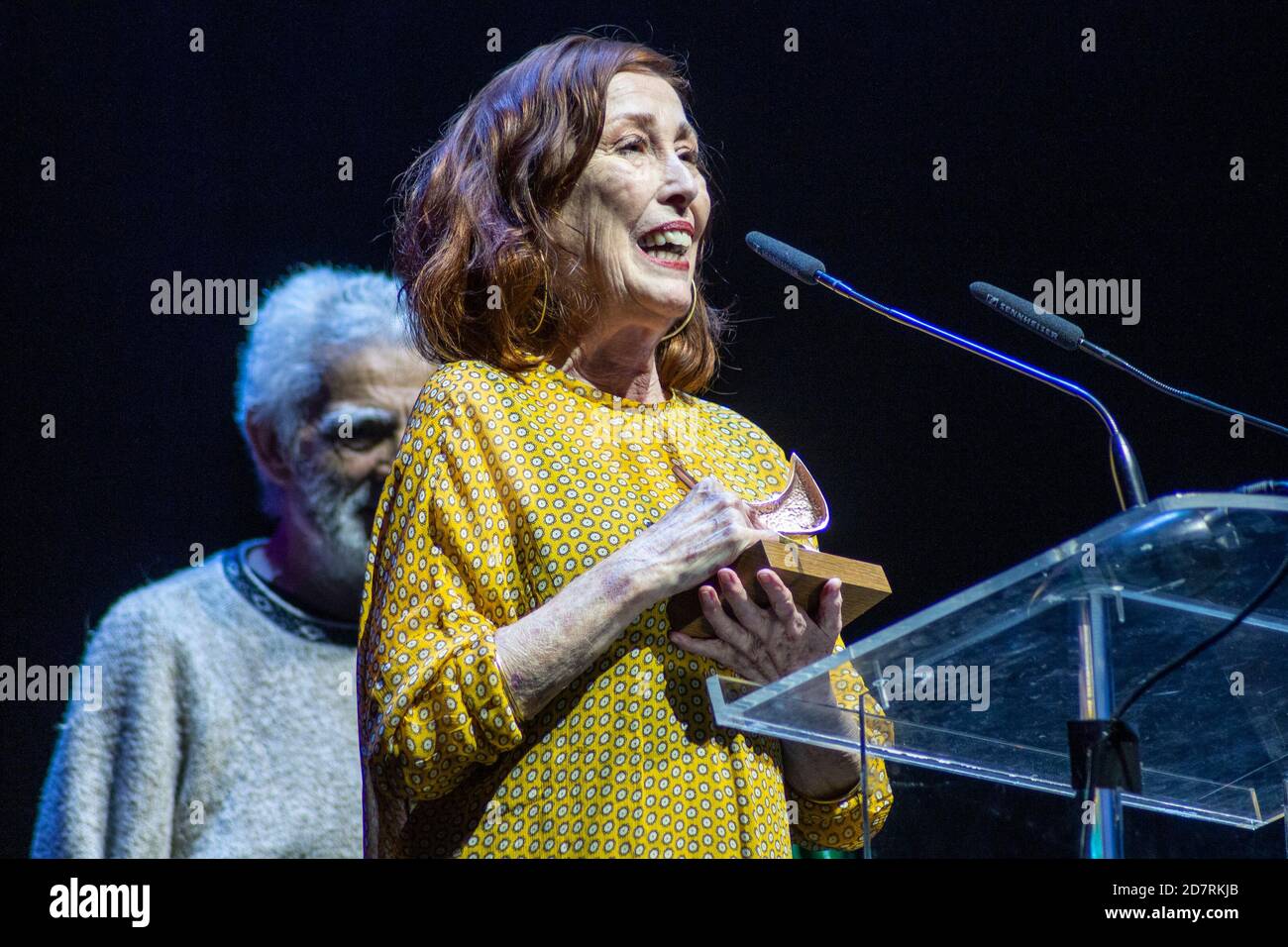 Veronica Forque receives her award from 'Union de Actores' Awards 2020 at Teatro Circo Price in Madrid, Spain.March 09, 2020. (Oscar Gil / Alfa Images Stock Photo