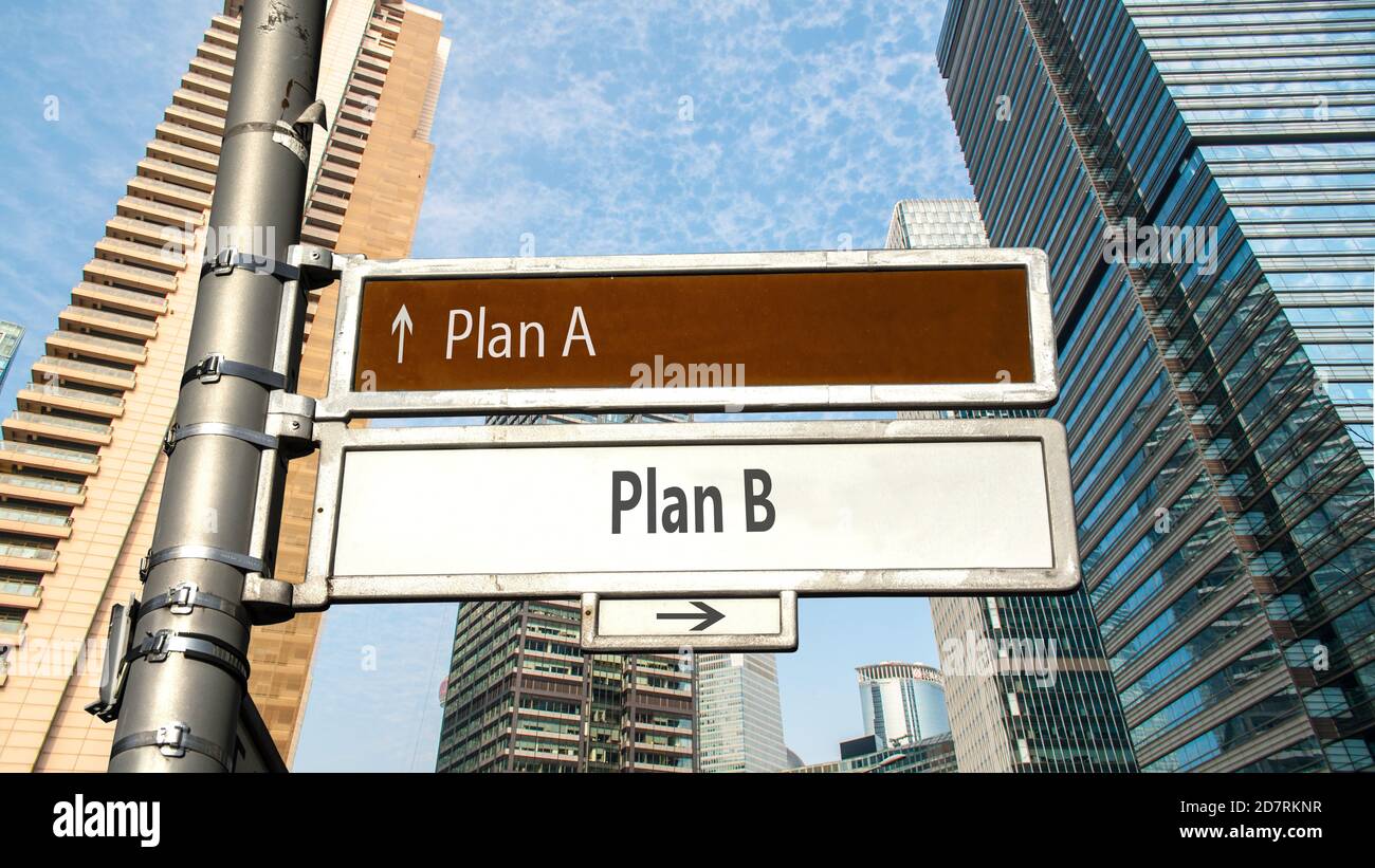 Plan A Sign Street Sign the Direction Way to Plan B versus Plan A Stock Photo - Alamy