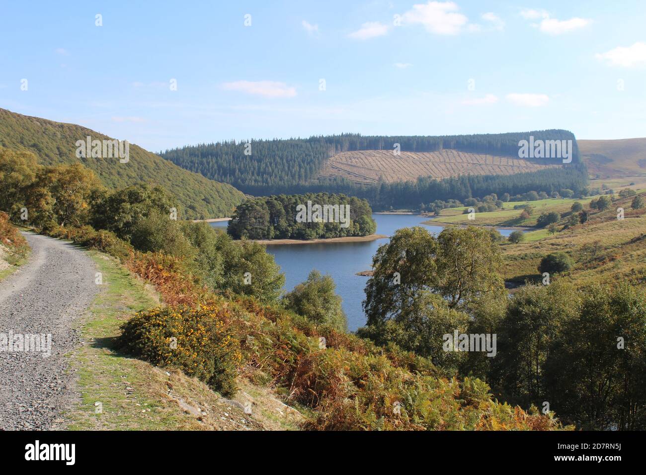 Scenic resevoir near Newtown, Wales Stock Photo