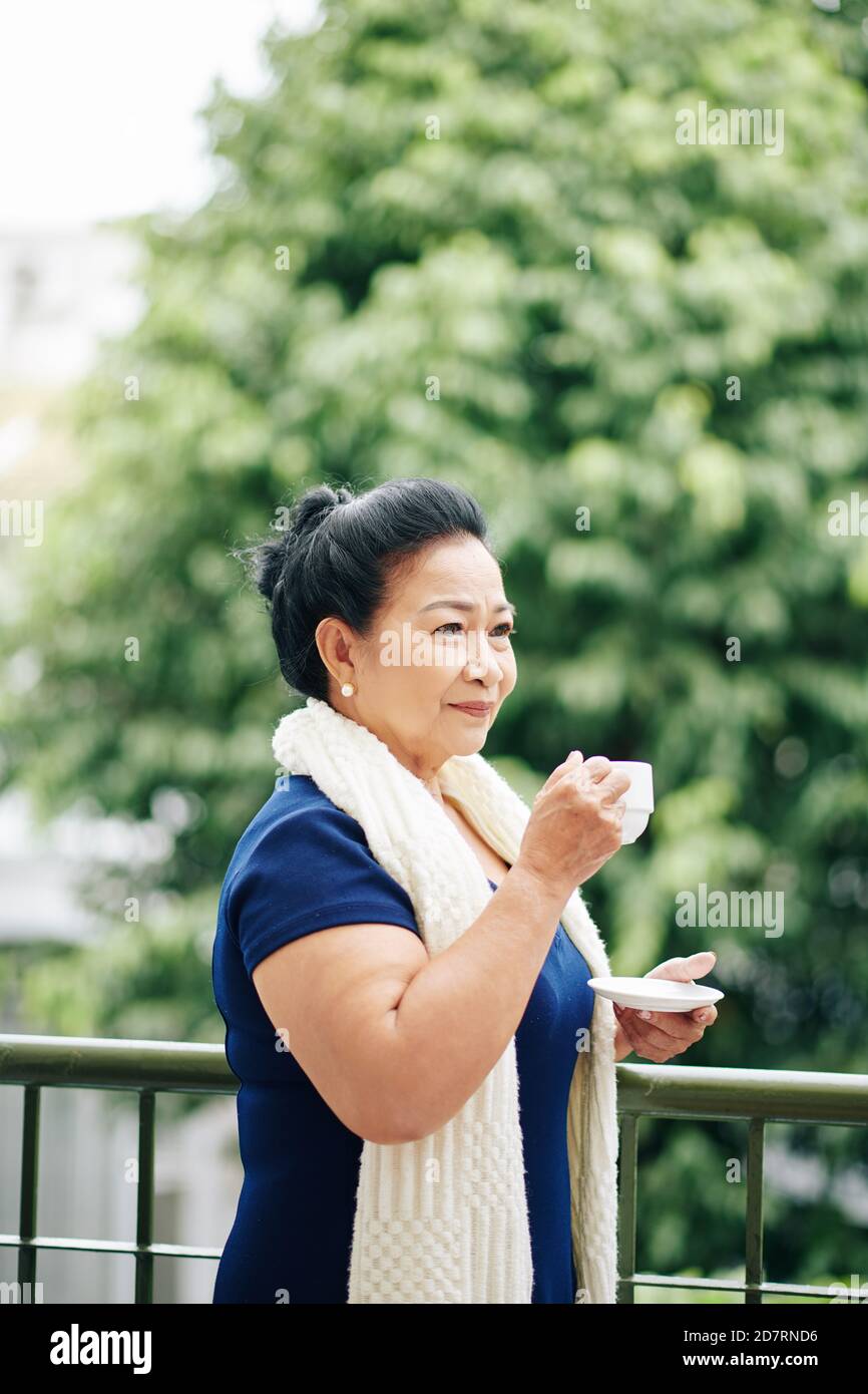 Woman drinking morning coffee Stock Photo