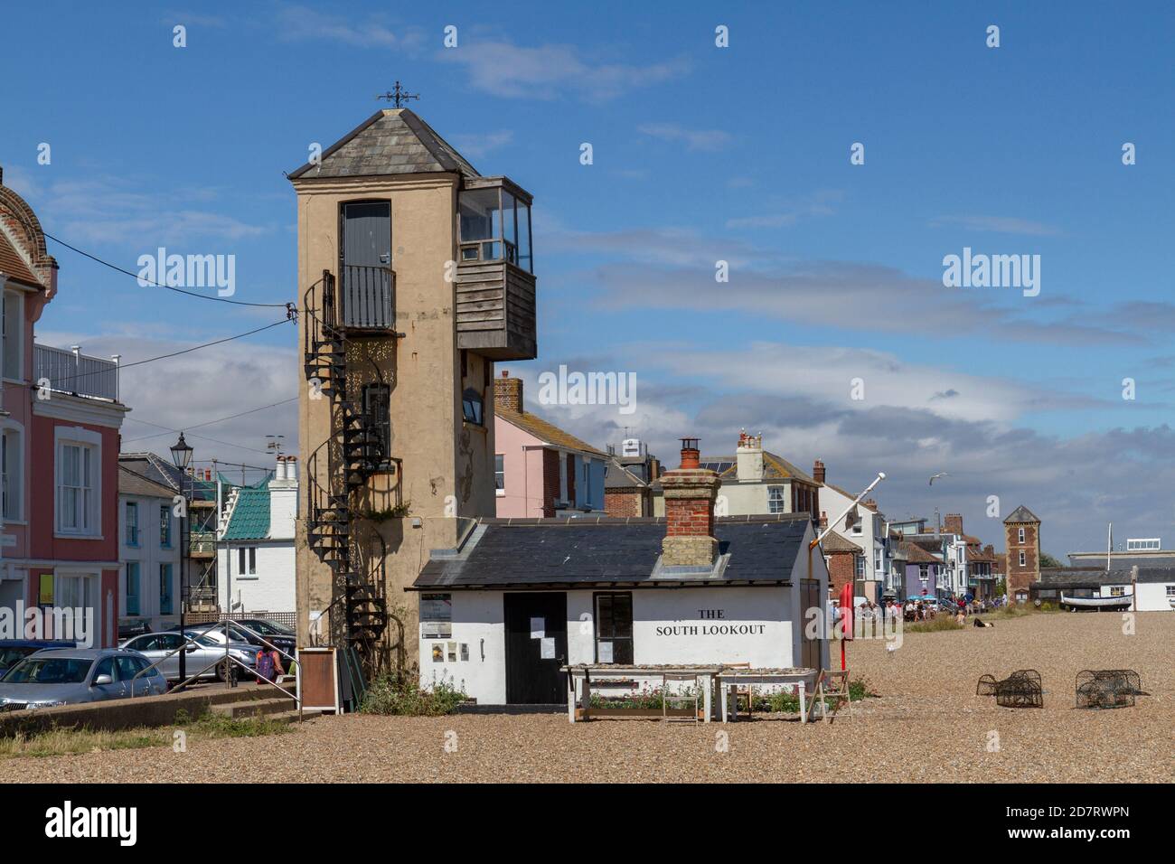 The South Lookout on Aldeburgh Beach, Aldeburgh, Woodbridge, Suffolk, UK. Stock Photo