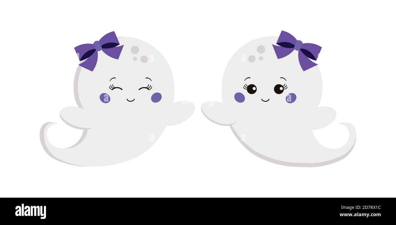 Halloween ghost baby girl isolated on white background Stock Vector