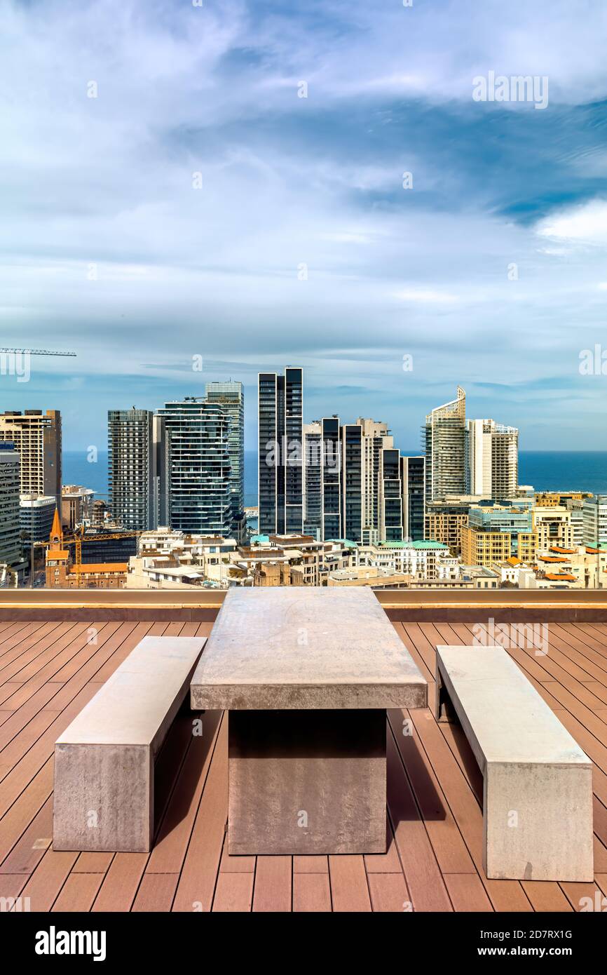 Beirut Downtown cityscape with Old Beirut appearing in the foreground Stock Photo