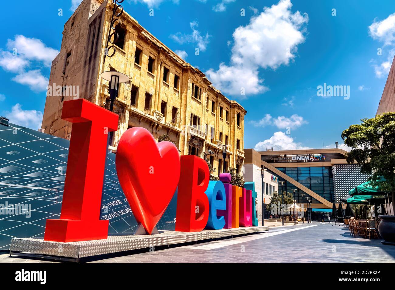 I Love Beirut Sign as seen in Beirut Souks in Downtown Beirut Stock Photo
