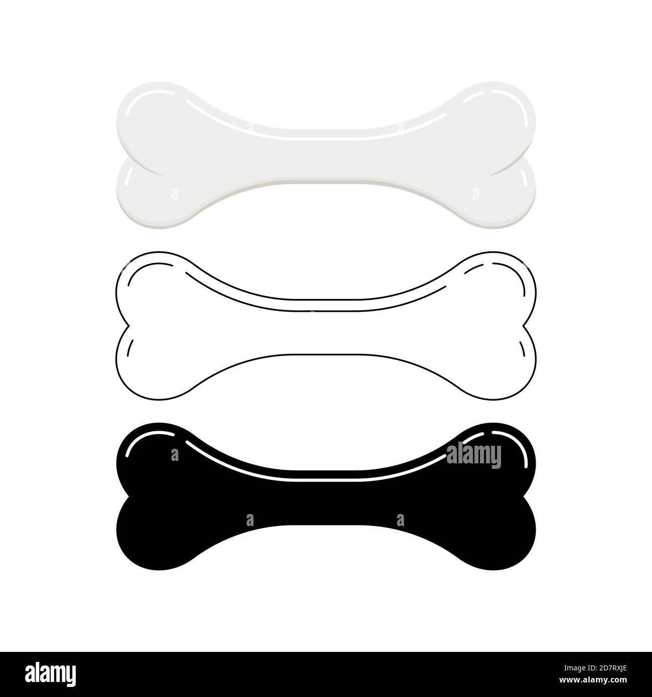 Bones dog or human icon set isolated on white background. Stock Vector