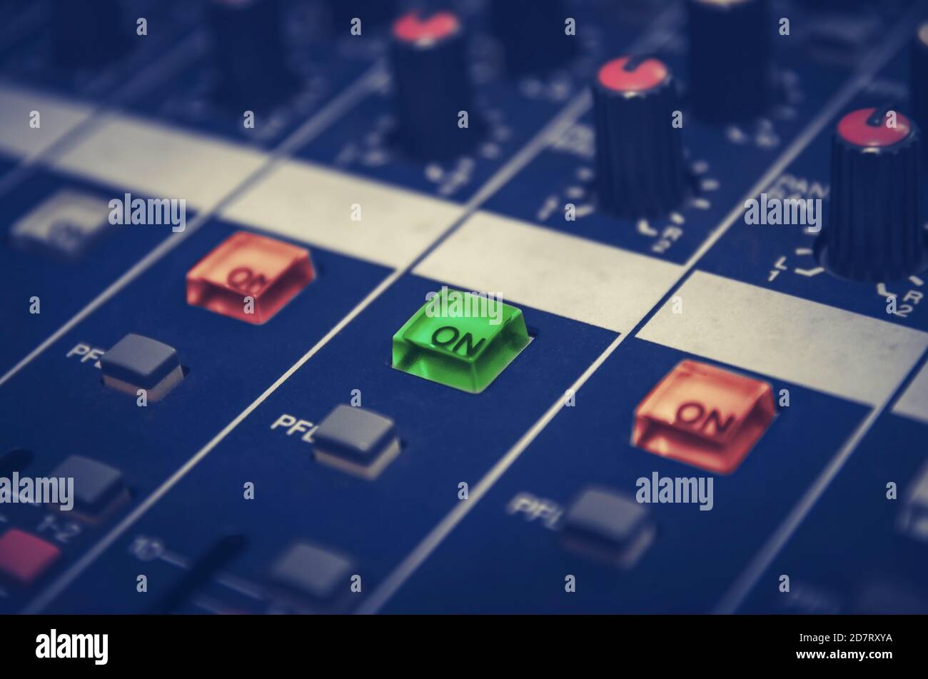 Audio mixer console and professional sound mixing. Audio mixer control