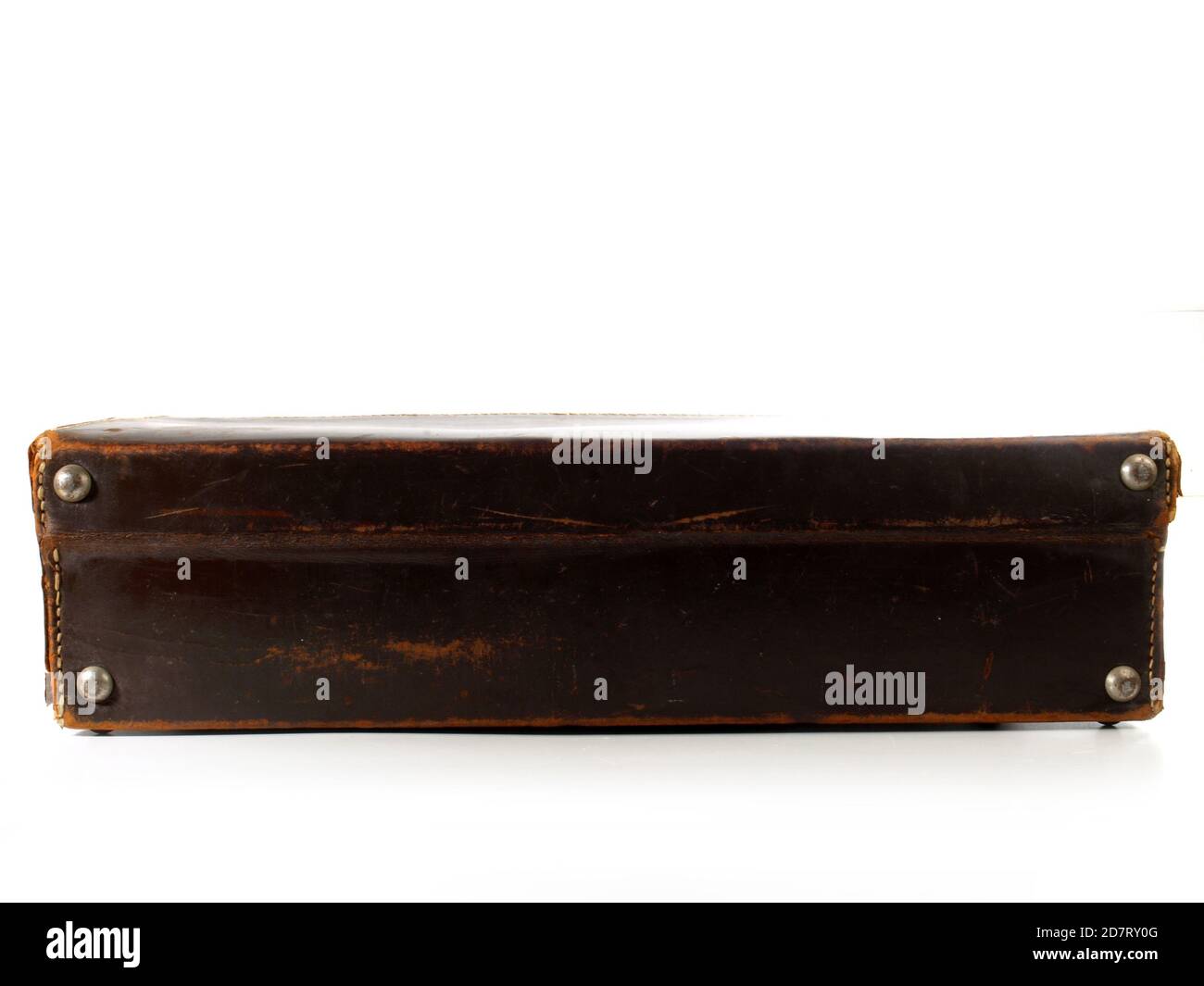 Isolated old vintage Suitcase on white Background Stock Photo