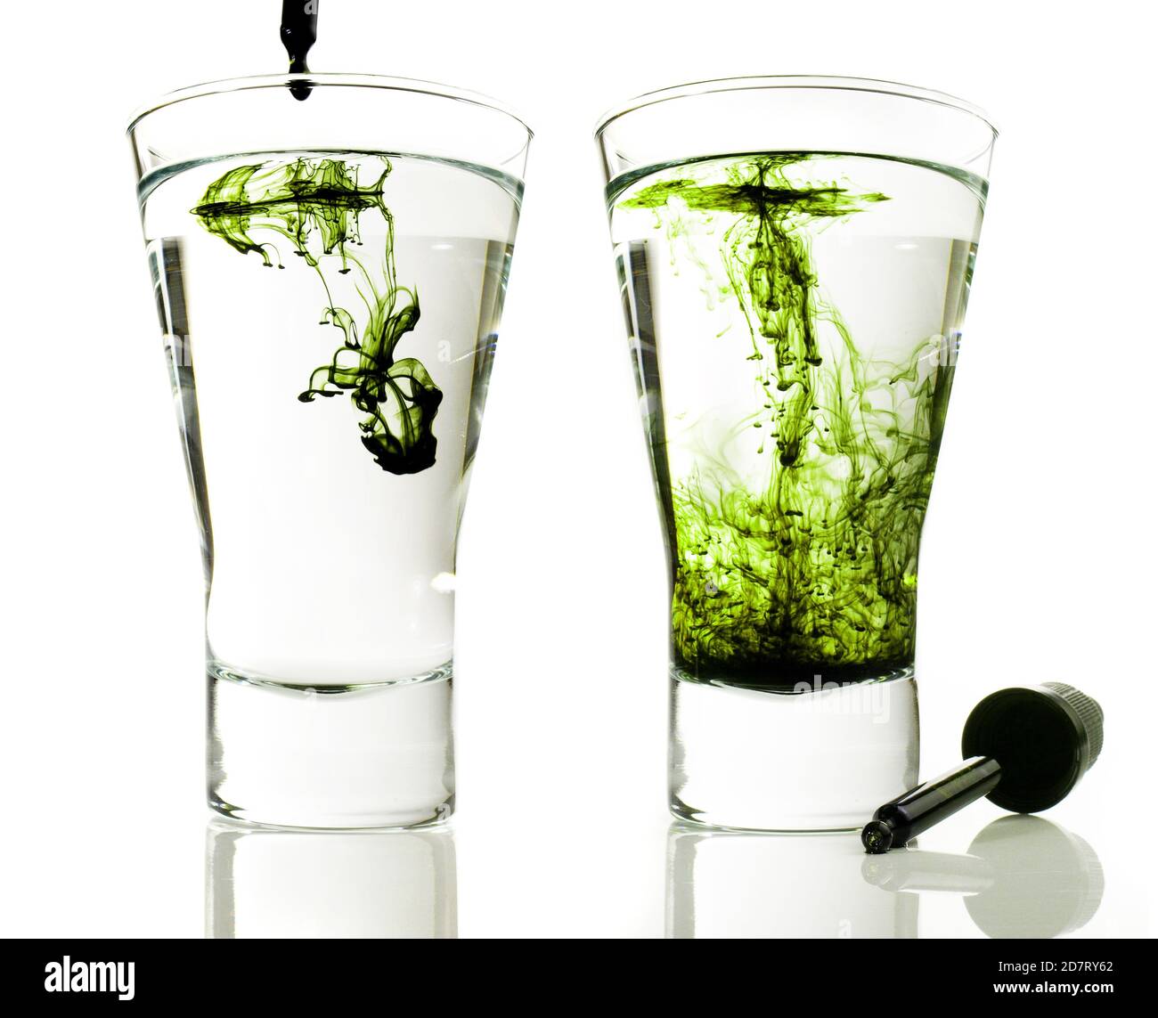 Liquid Chlorophyll in Water isolated on white Background Stock Photo