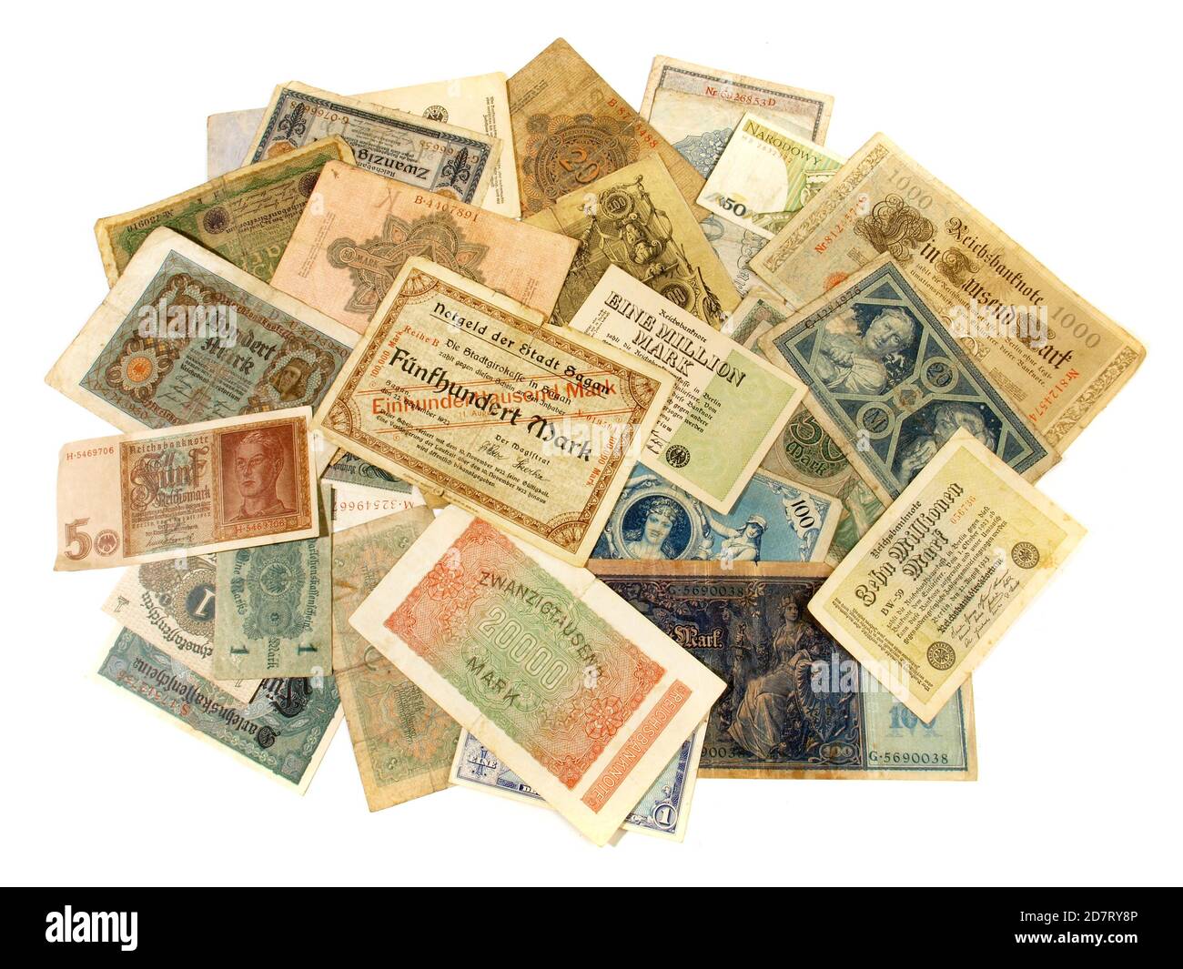 Old Money in Times of Inflation isolated on white Background Stock Photo -  Alamy