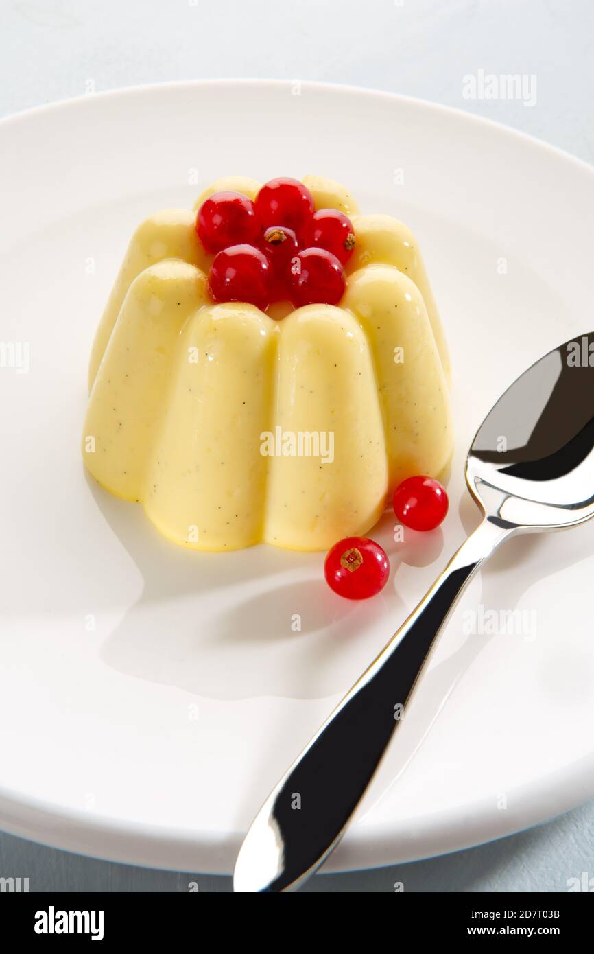 Selbstgemachter Vanillepudding Stock Photo