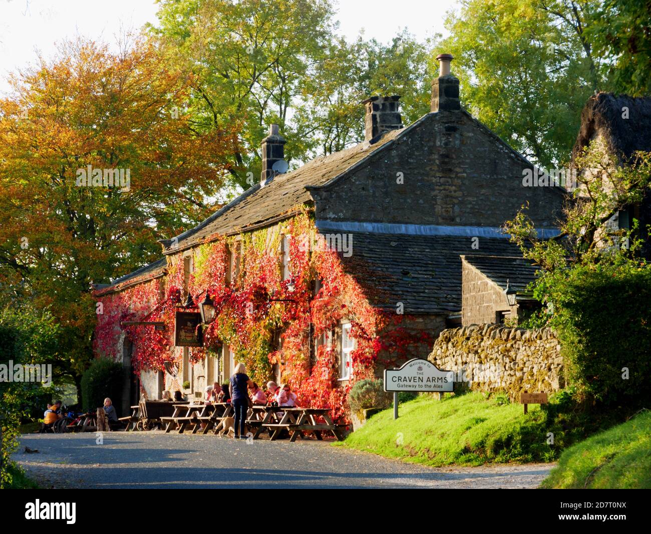 The pub at Craven Arms, Grassington, Yorkshire. Autumn. Stock Photo