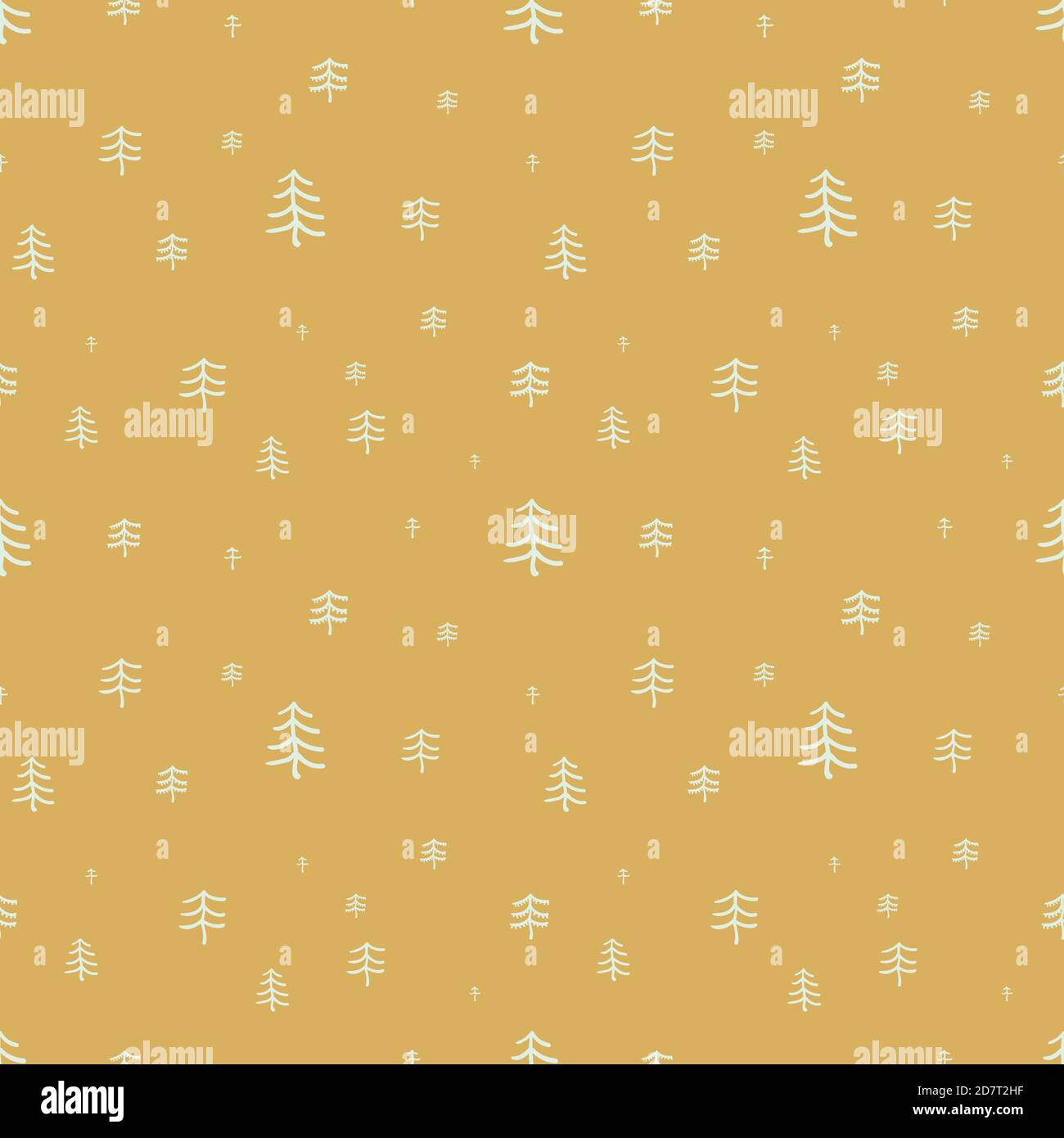 doodle conifer forest seamless vector pattern Stock Vector