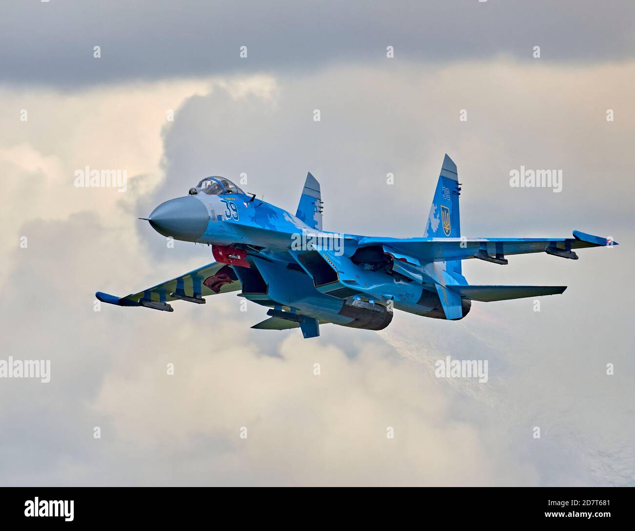 Ukrainian Air Force Sukhoi Su-27 (NATO reporting name: 'Flanker') flying at RIAT 2019 Stock Photo