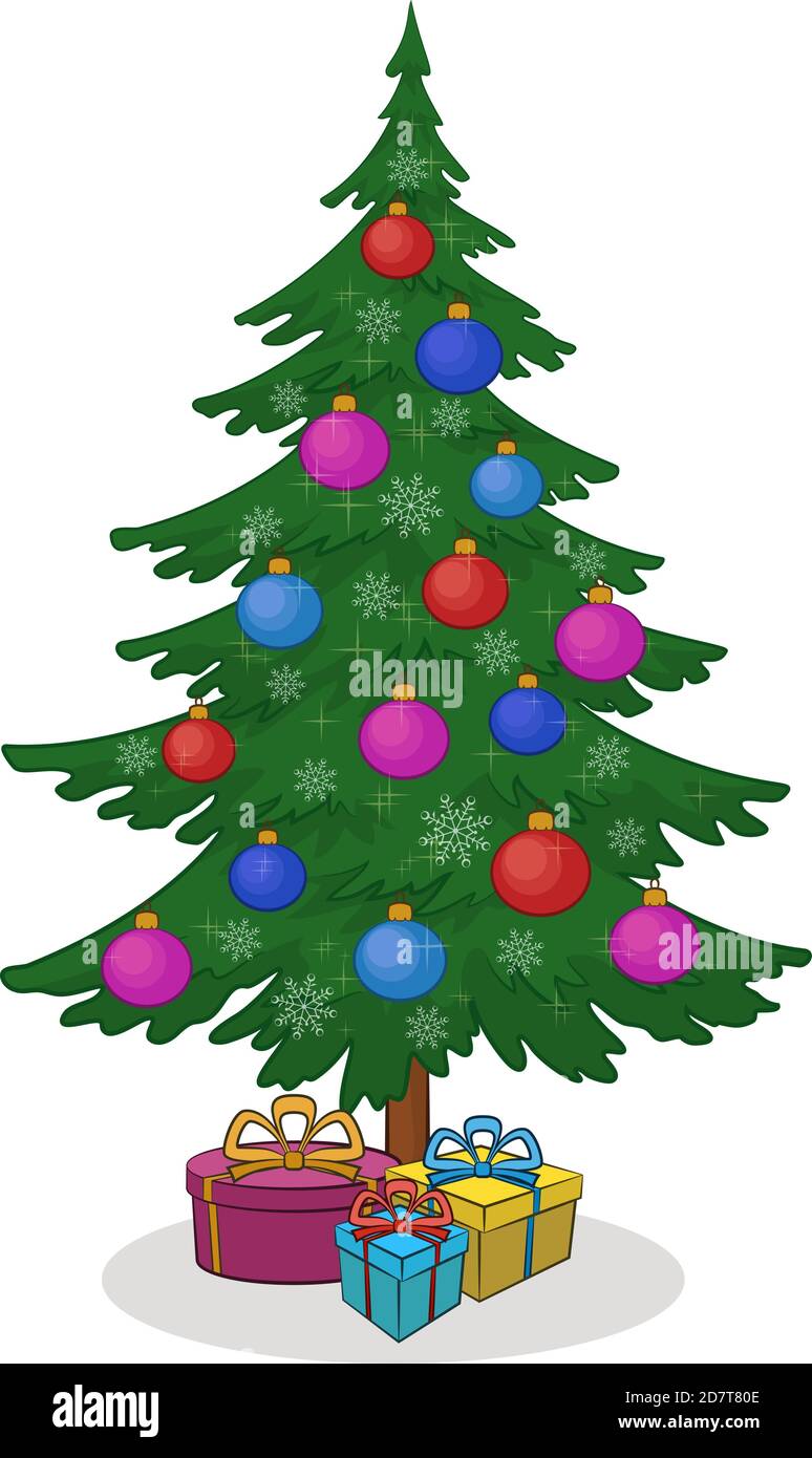 Christmas Tree and Gift Boxes Stock Vector