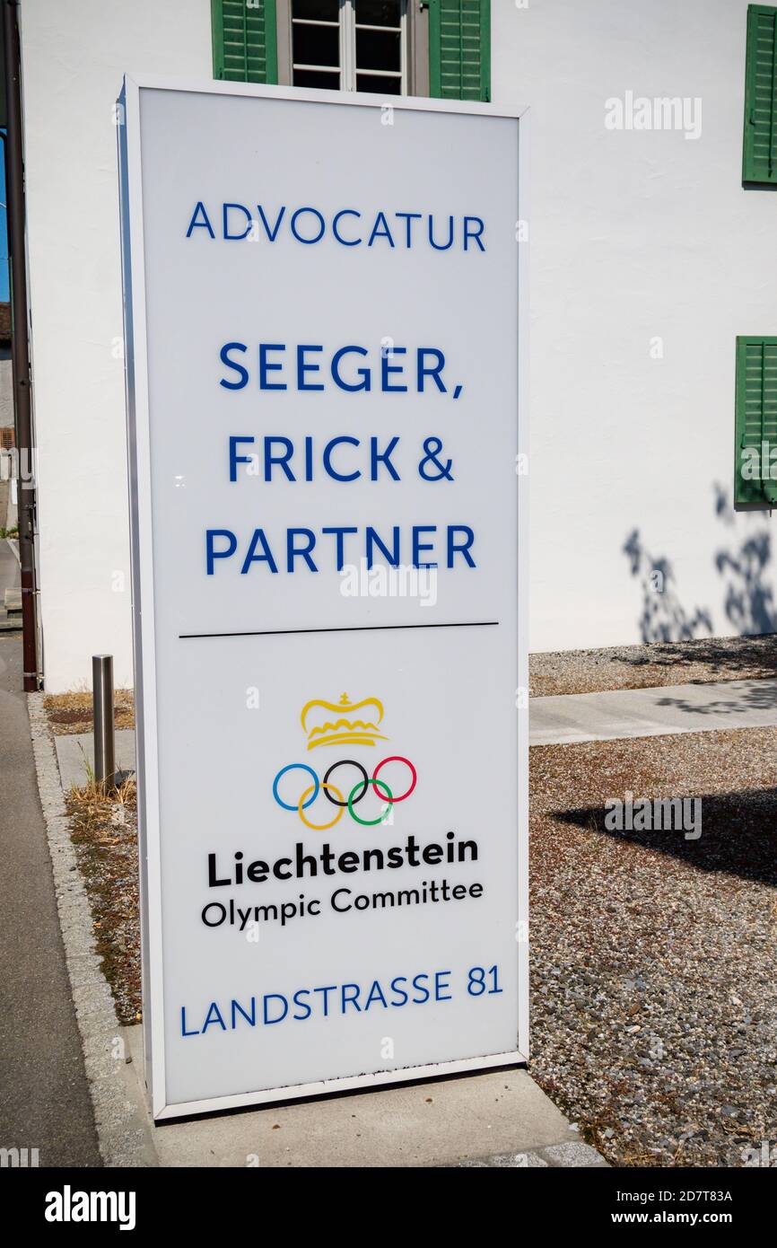 Vaduz, Liechtenstein, 16th August 2018:- The headquarters of the Liechtenstein Olympic Committee ...
