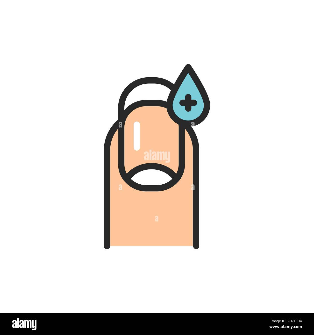 Fingernail treatment color line icon. Isolated vector element. Stock Vector
