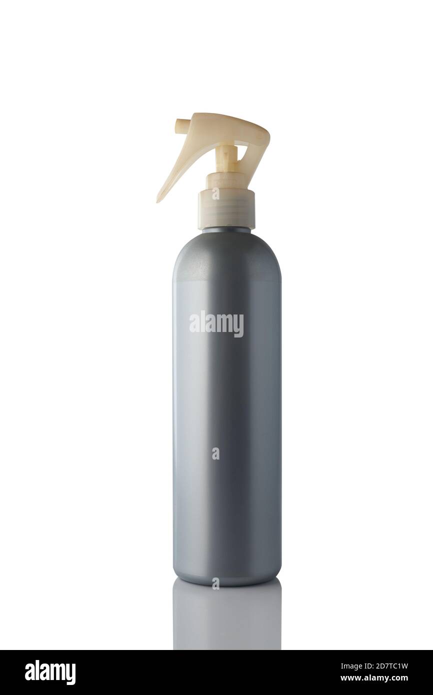 Gray color spray bottle isolated on white background Stock Photo Alamy