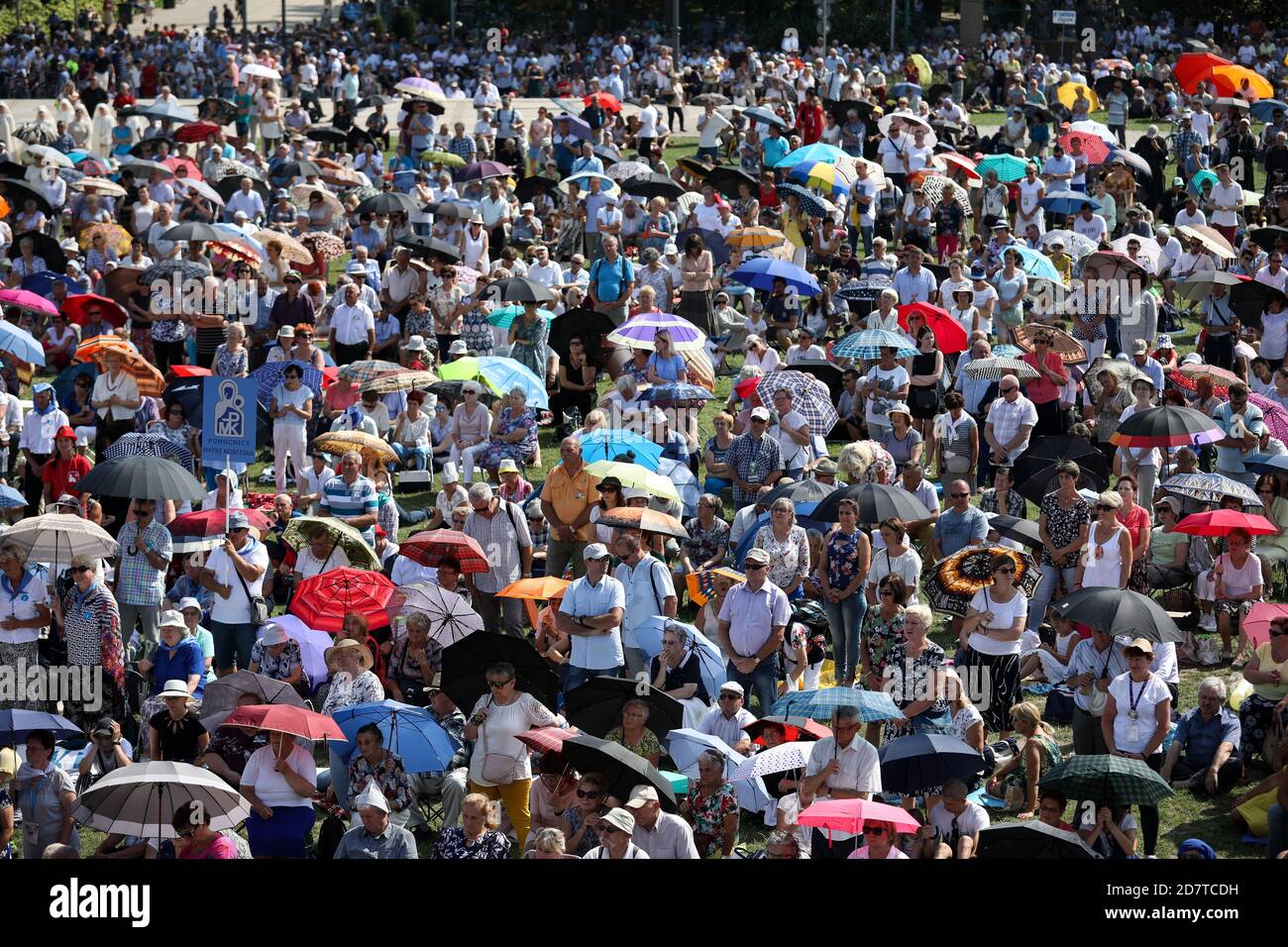 Czestochowa, Poland  - 12 August 2018:  pilgrims are coming to the Monastery of Jasna Gora (Luminous Mount, Clarus Mons) in Czestochowa to the Feast o Stock Photo