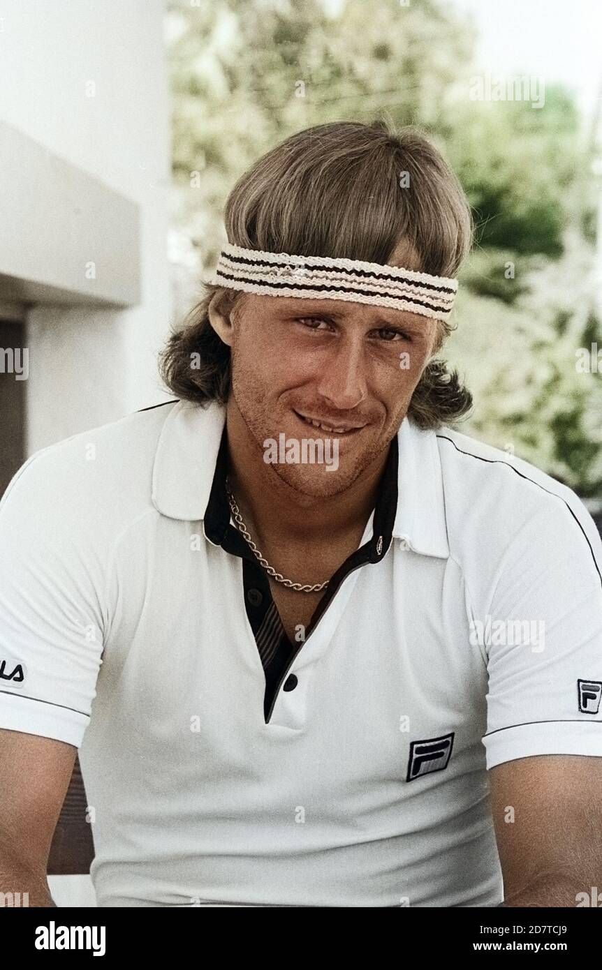 Björn Borg, schwedischer Tennisspieler, Deutschland um 1980. Swedish tennis  player Bjoern Borg, Germany around 1980 Stock Photo - Alamy