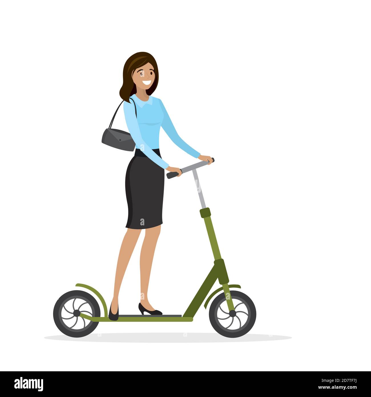 Businesswoman riding on kick scooter to work Stock Vector Image & Art
