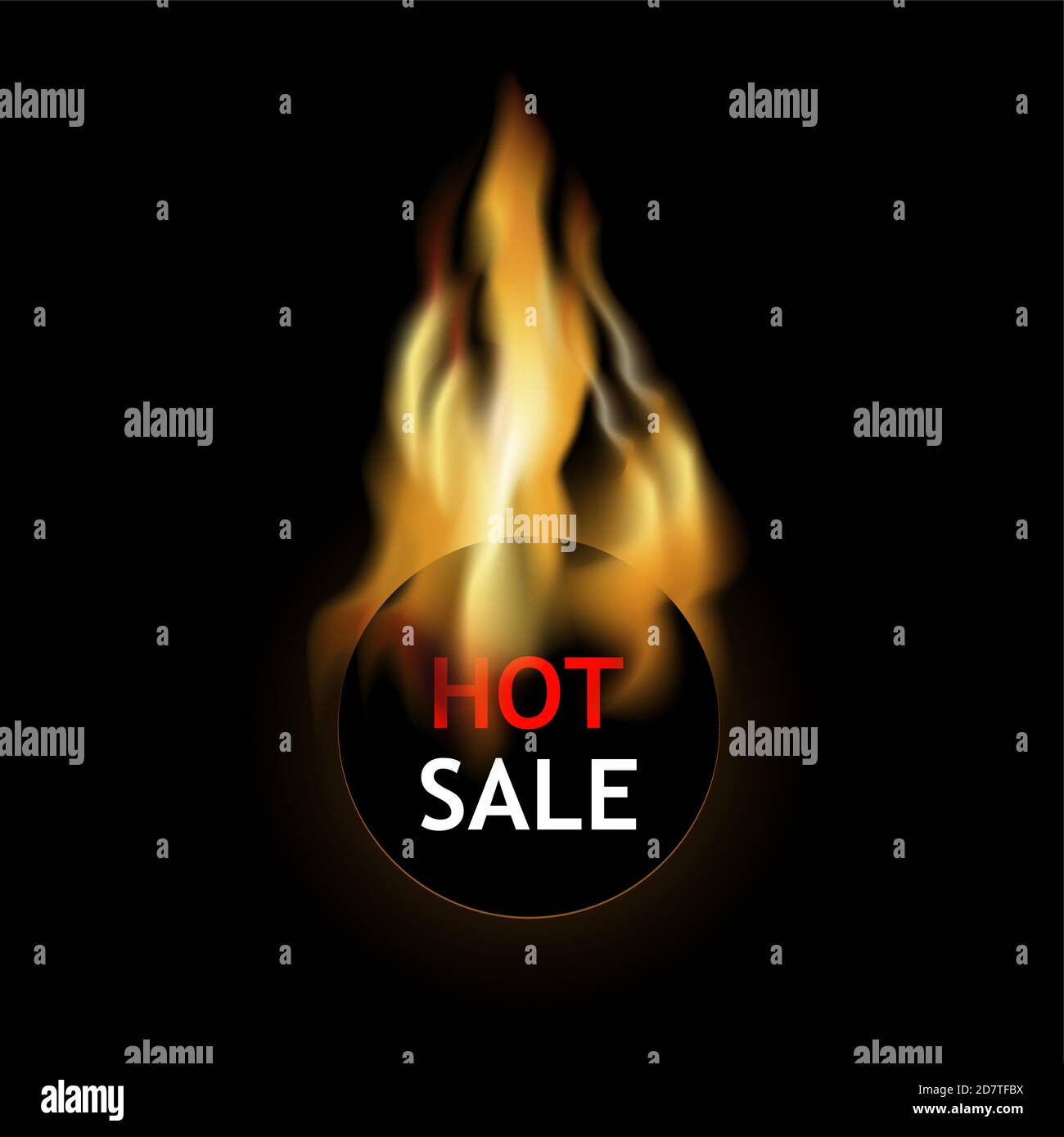 Hot sale label burning fire. Discount and price tag, badge sticker in