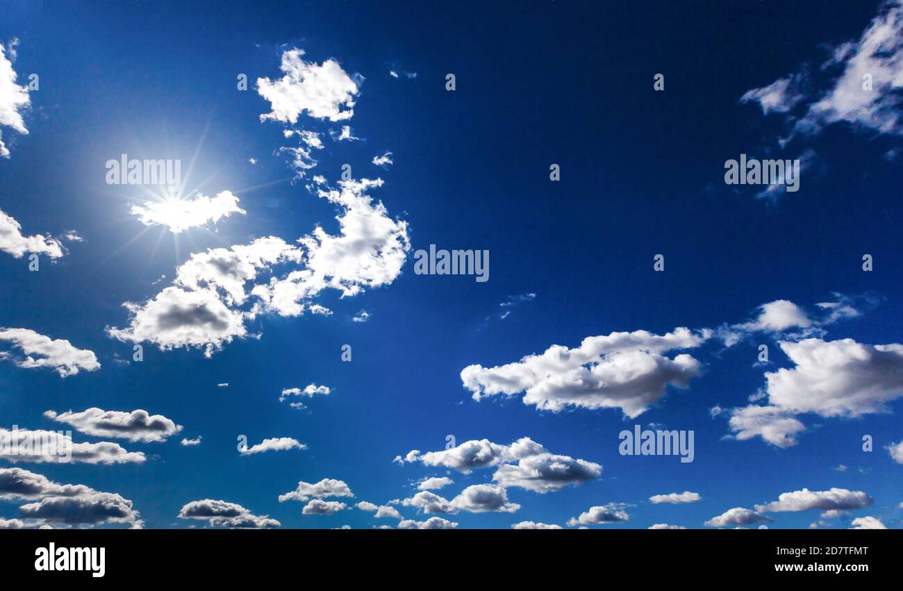 blue sky background with tiny clouds. panorama Stock Photo - Alamy